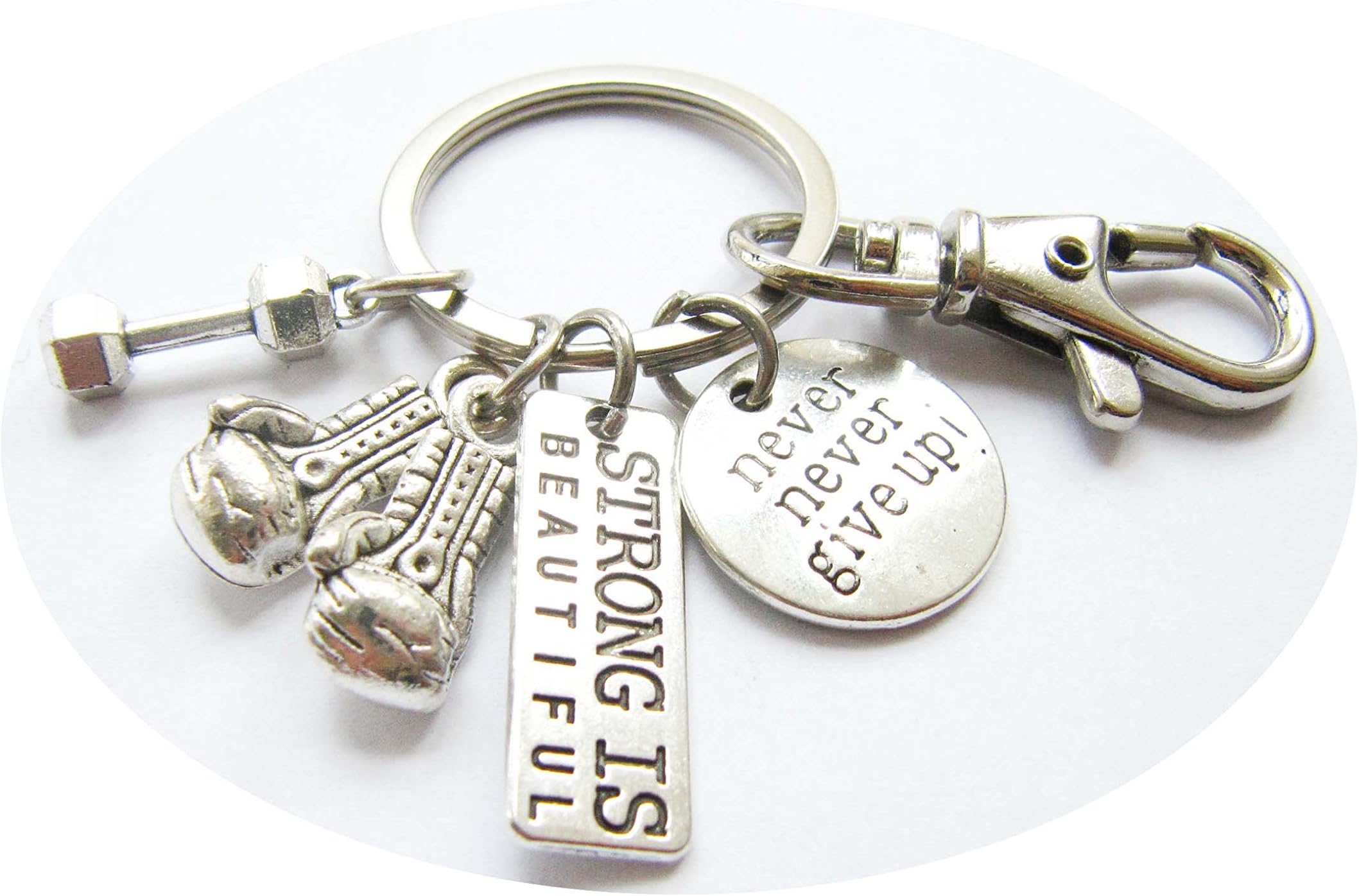 simplejewelrysale keychain Boxing Keychain, Boxing Gloves Key Chain, Never Give Up Charm Keyring, Boxing Gloves Charm Boxing Mitts Gym Gifts