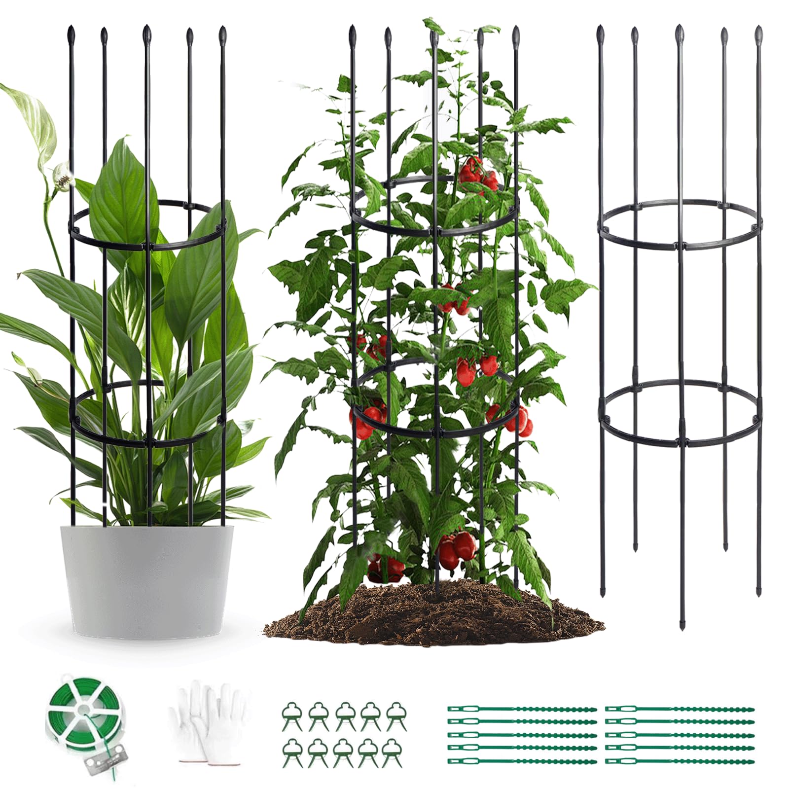 Snapklik.com : 3 Pack Tomato Cage, 47"" Plant Stakes Tomato Cages Plant ...