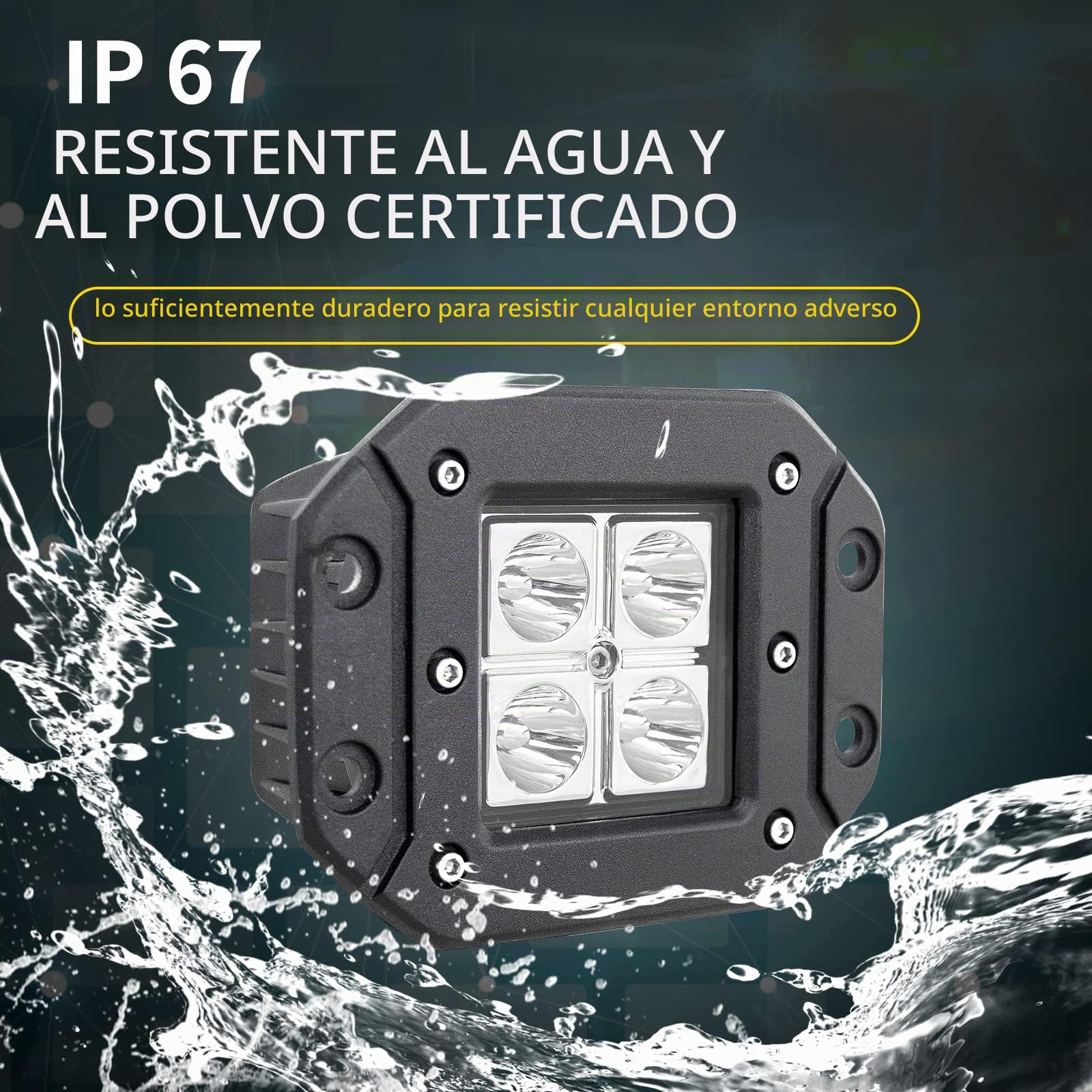 RIGIDON 2X Faros Trabajo led, 5 Pulgadas 12W antiniebla empotrados 12V 24V | lámpara, off road light, luz de niebla trasera, para camión coche UTE 4x4 tractor barco todoterreno, 6000K blanca, focos led