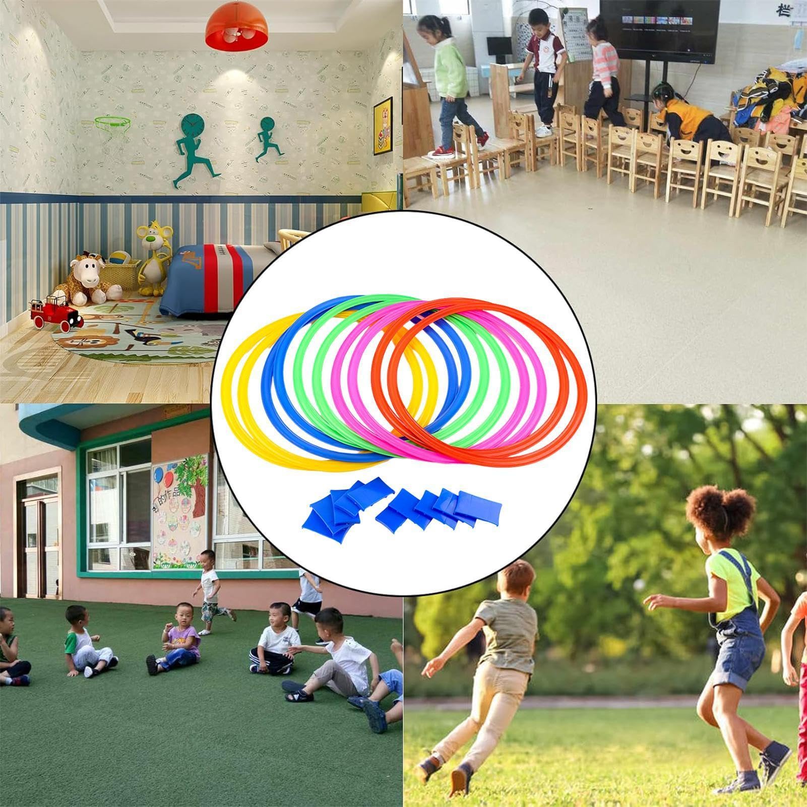 Jeu De Marelle 10 Anneaux Carrés 38 Cm – Multicolore – Parcours D’obstacles Intérieur/extérieur – Dès 3 Ans