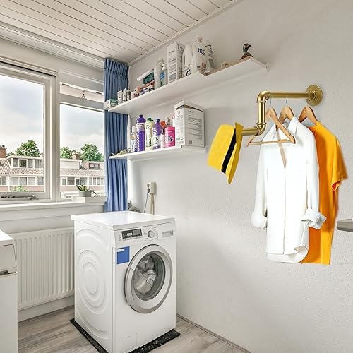 Miniatura 2 de Sumnacon 2 barras de ropa industriales de 15 pulgadas, perchas rústicas de hierro con tornillos, soportes de metal resistentes para armarios de