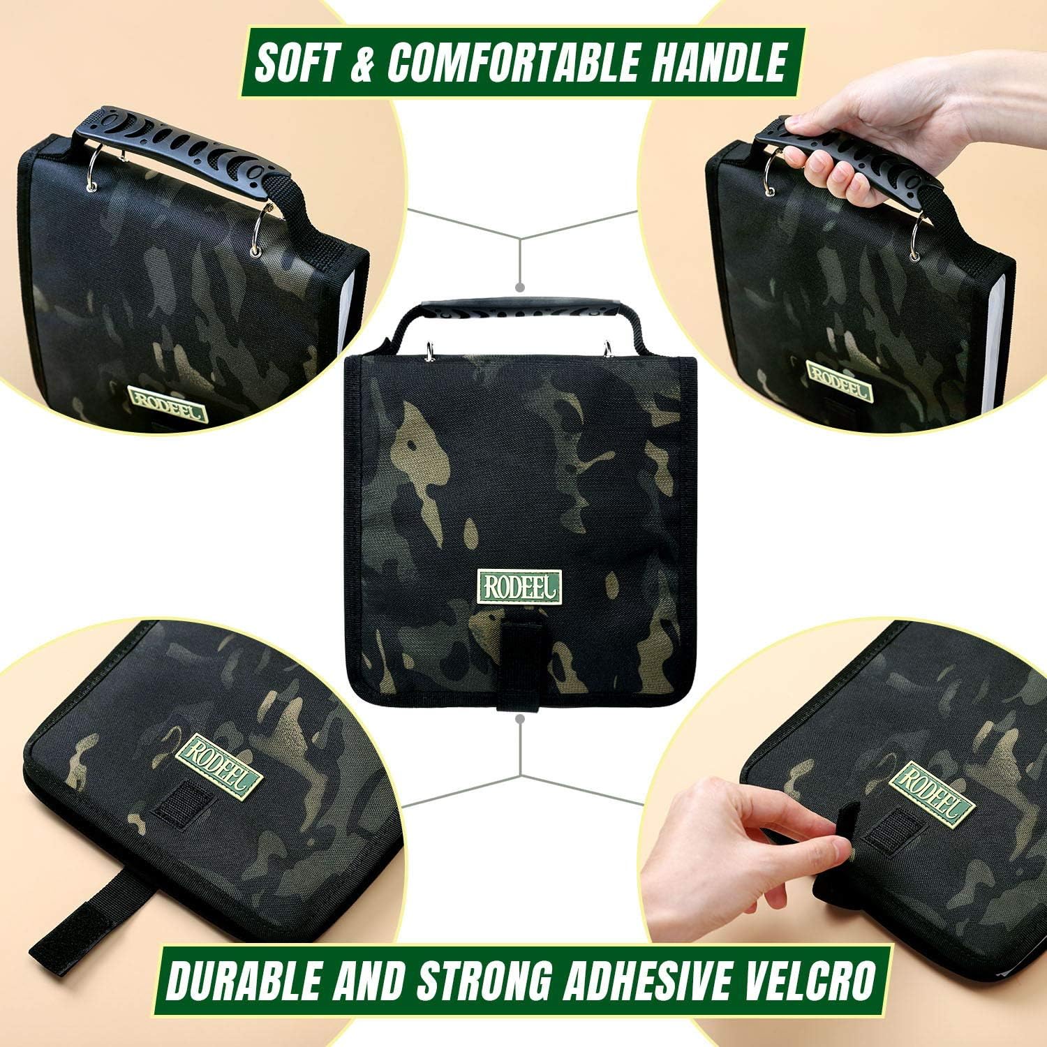 Rodeel Fishing Tackle Binder,Sea Fishing Organized Storage Rig Bag for Baits，Rigs，Jigs and Lines,8.5x8.5x1.1 Inches，Suitable for Fresh Water and Saltwater : Sports & Outdoors