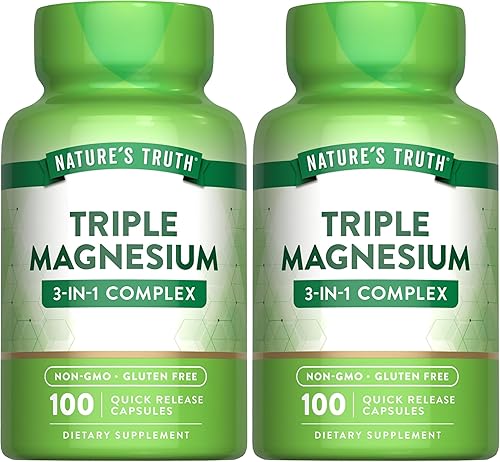 Miniatura 1 de Complejo triple de magnesio | 100 cápsulas de óxido de magnesio, citrato de magnesio, aspartato de magnesio | Sin OMG, suplemento sin gluten | por