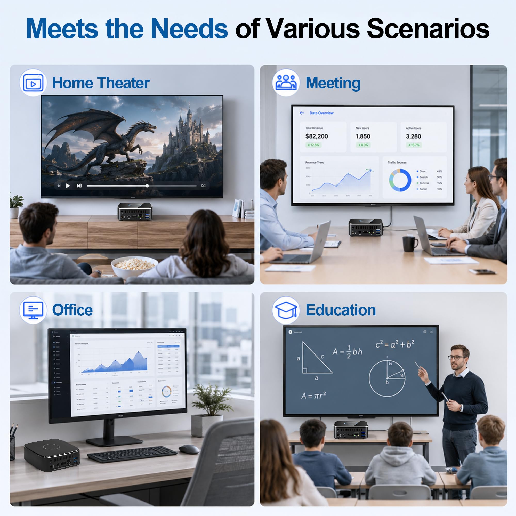 SJRC Mini PC, Core i3-6100U (2C/4T), Mini Desktop Computer, DDR4, M.2 SATA, Barebone NO RAM/SSD/OS, 4K Dual Display, Gigabit Ethernet, Small Computer for Office, Home & School