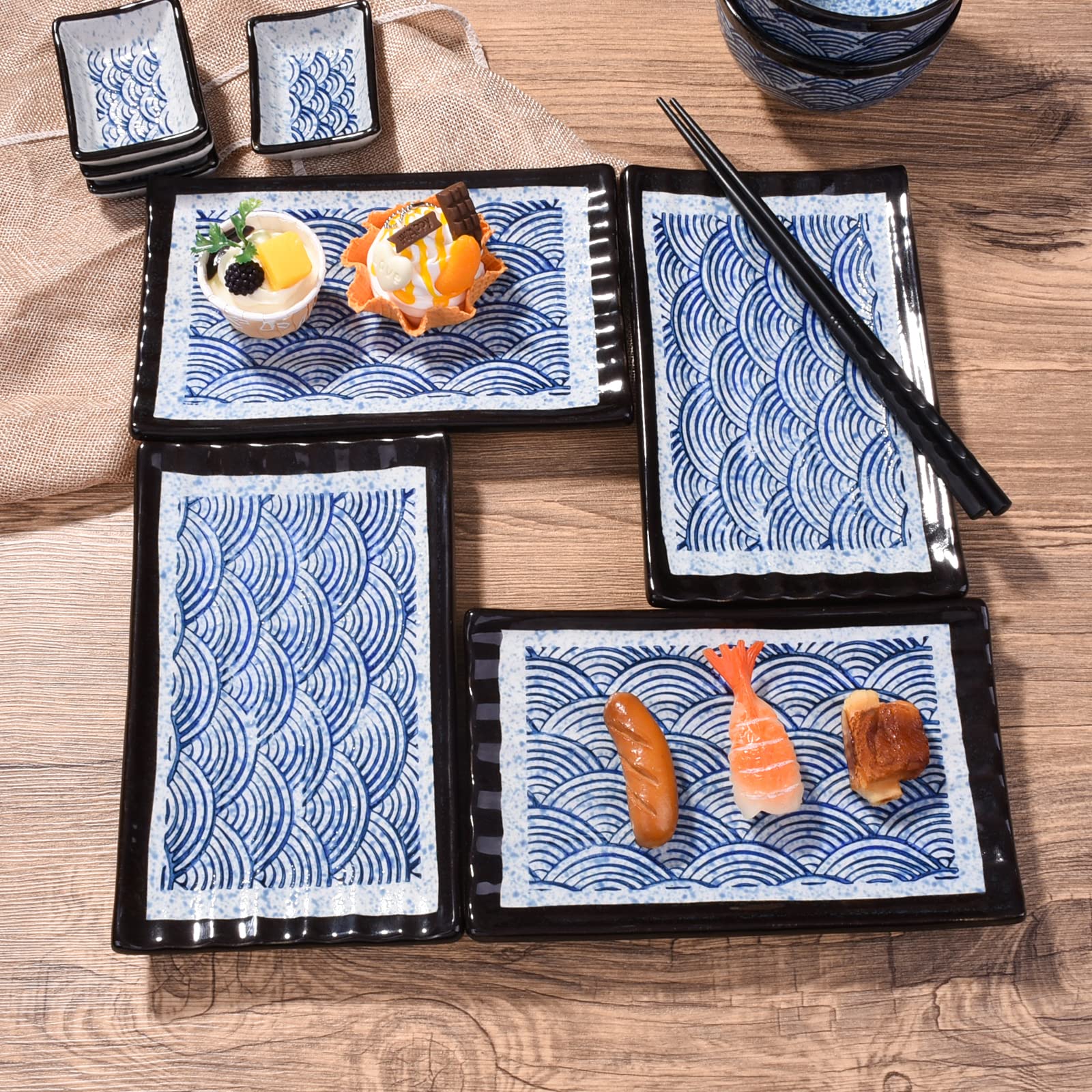Amazon.com | Cerficer Set of 4 Japanese Style Ceramic Sushi Plates