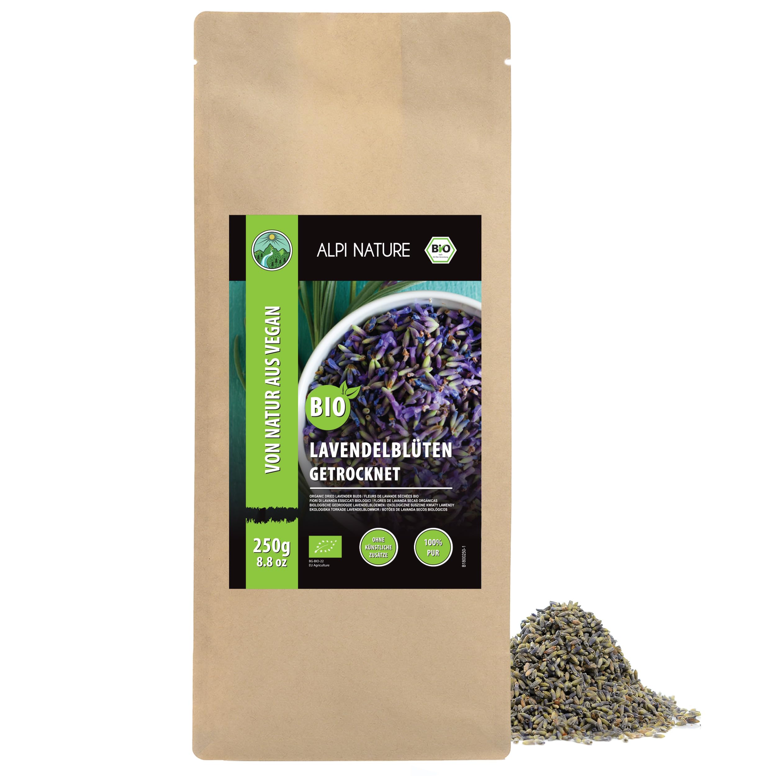Alpi Nature Lavendel getrocknet BIO 250g, bio Lavendelblüten für Tee, Lavendelblüten getrocknet, Lavendeltee