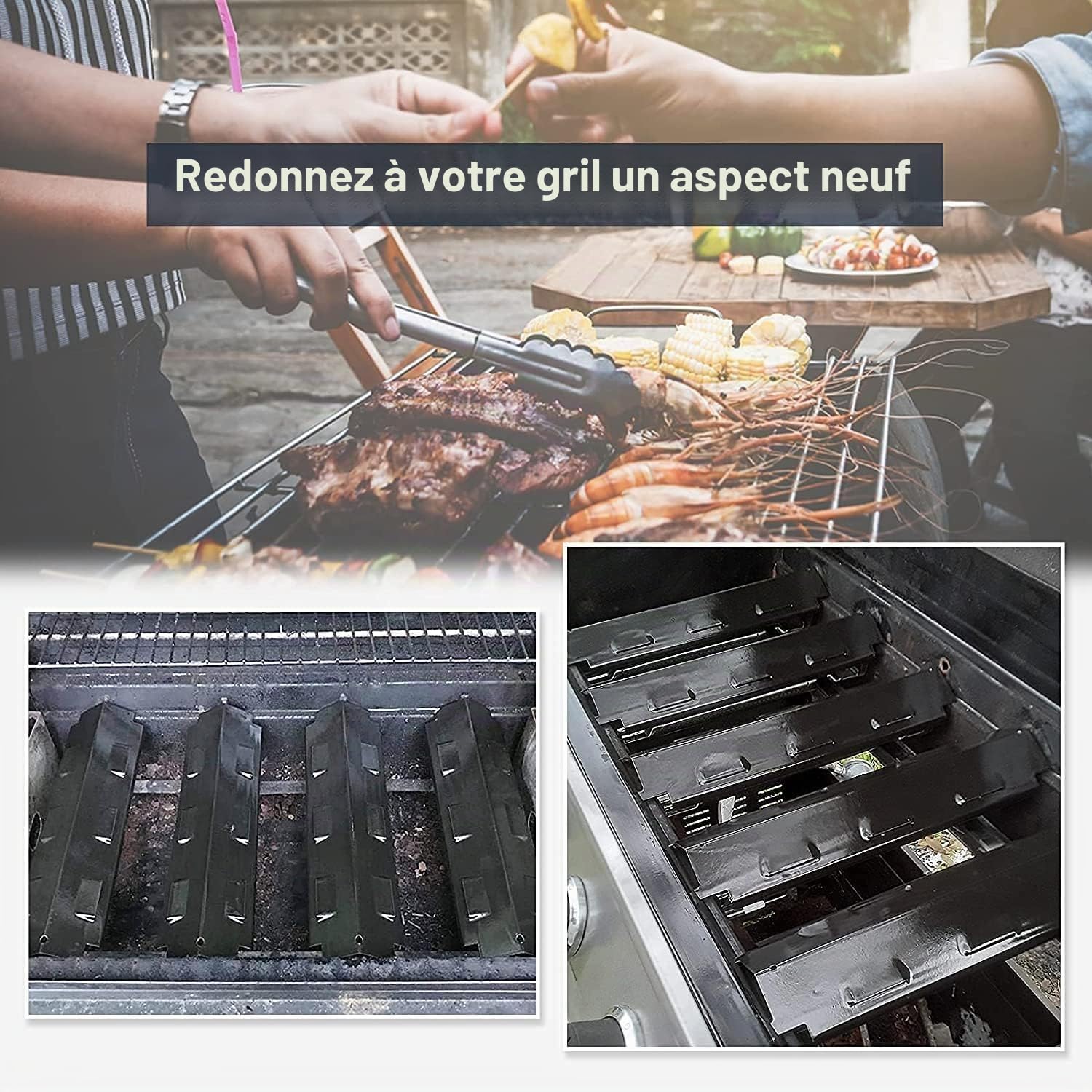 GFTIME 37cm plaque chaleur barbecue universelle Pièces de rechange pour Barbecook Siesta/Vanilla/Brahma, Charbroil, Proficook, Tarrington House, Porcelaine Diffuseur de Chaleur barbecue à gaz,3 paquet