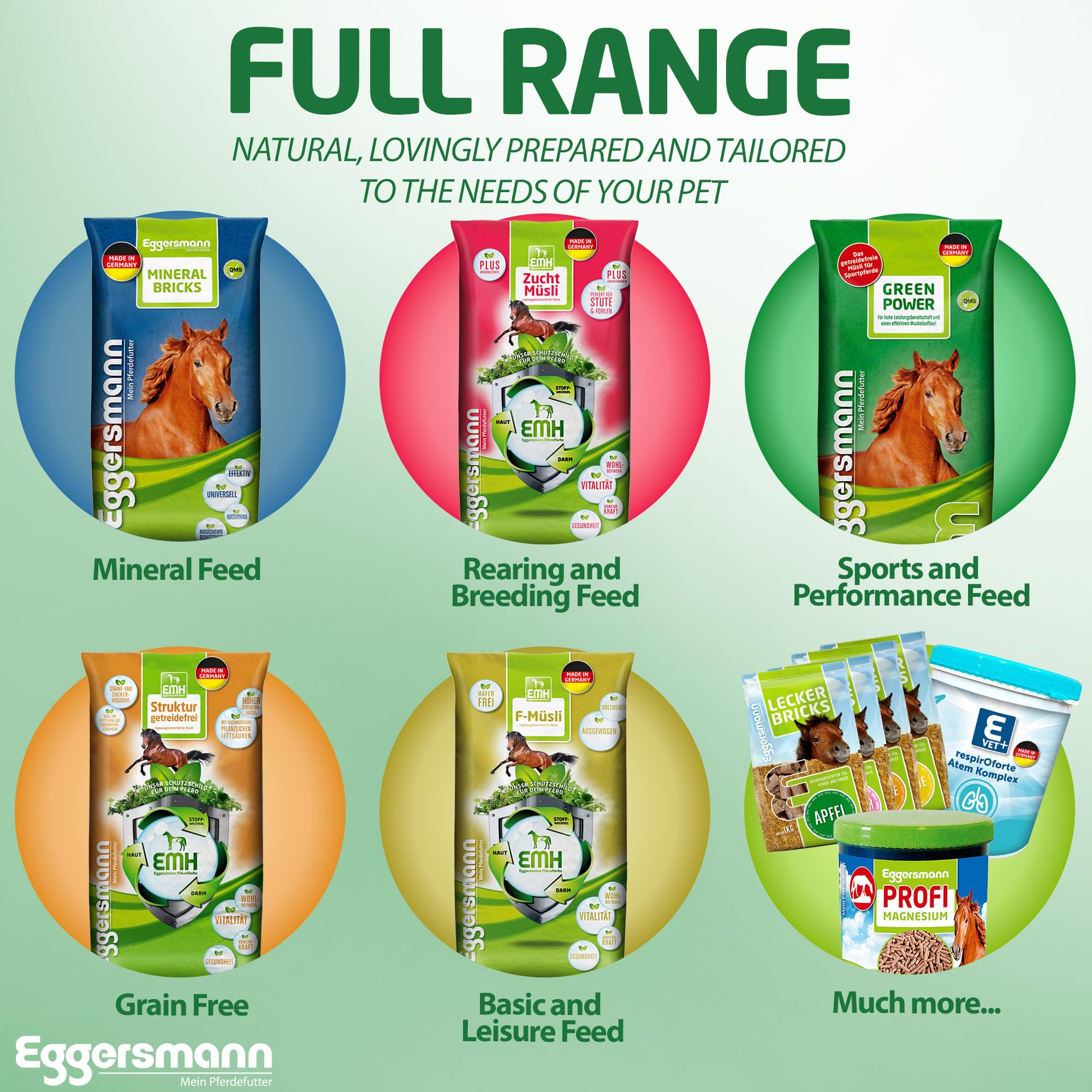 Eggersmann Green Power Nourriture naturelle pour chevaux sans céréales Pour performance en entraînement et compétition