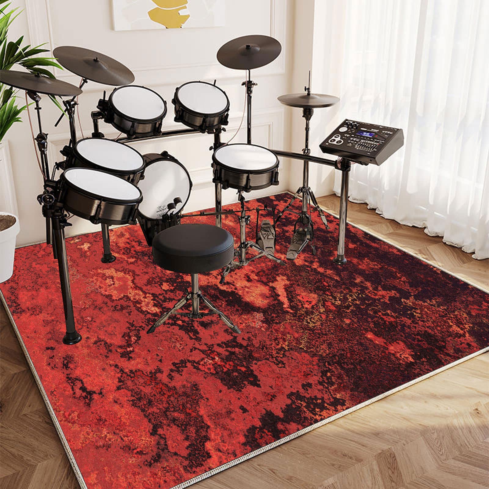 EYZO Tappeto per Batteria Tappetino per Batteria Tappetino Insonorizzato Tappeto Drum Carpet per Batterie Acustica elettroniche Rullante Snare Drum Grancassa Tappeto Rotondo Antiscivolo 180CM x 160CM