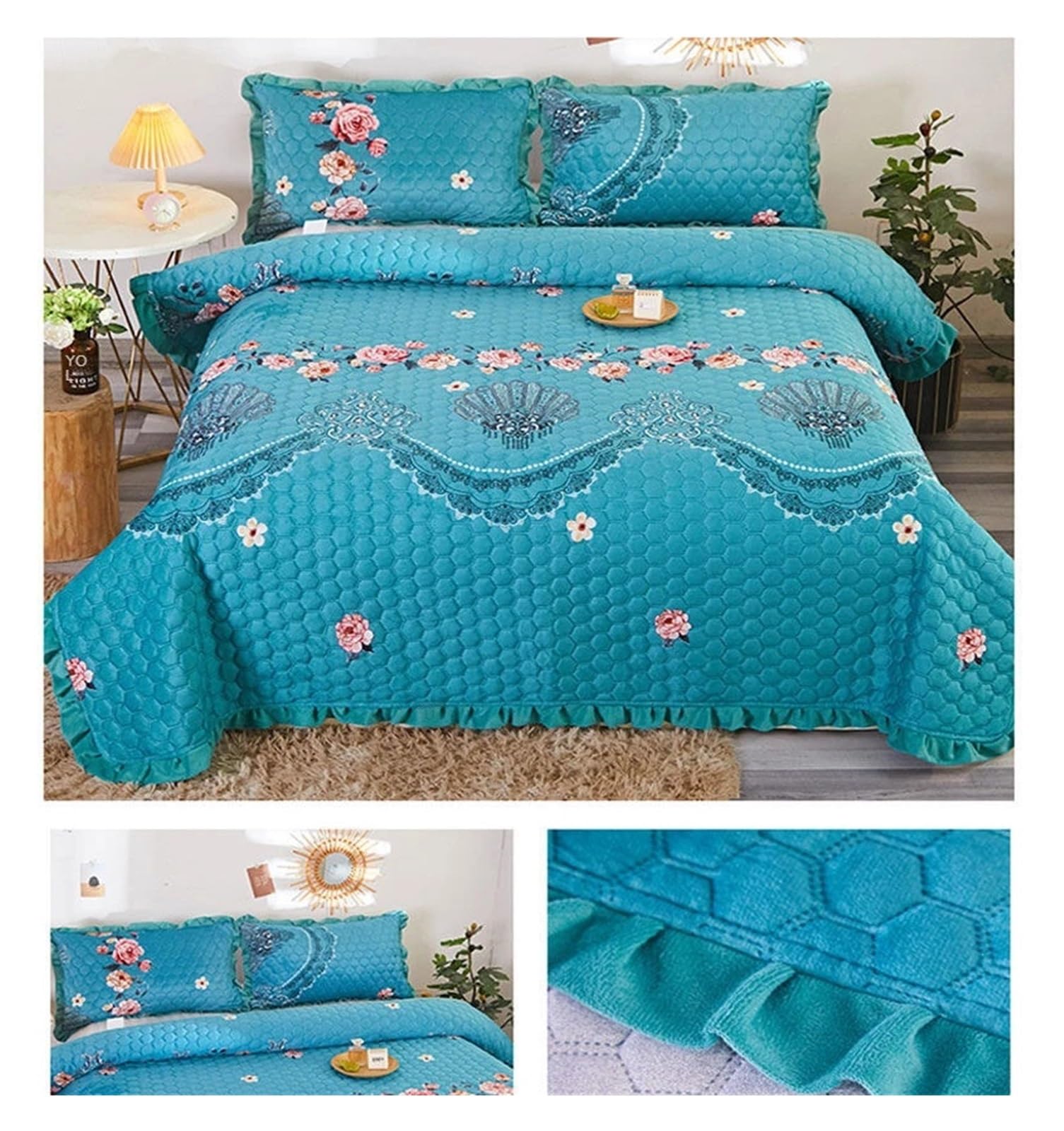 Colchas Acolchadas Funda de cama de lana, manta de tatami antideslizante, cálida y gruesa, manta acolchada de terciopelo for invierno, colcha King Ligera Colcha Cubrecama De Microfibra(Color9,220x240c