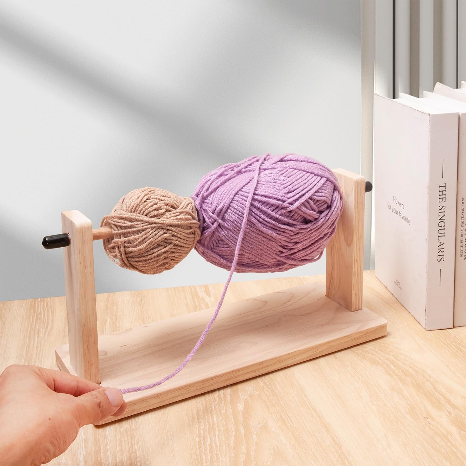 MARKVILLE 13" Wooden Yarn Holder for Crocheting & Knitting Accessories, Yarn Dispenser Ribbon Holder Organizer Rack, Large Skein Small Yarn Ball Holder Fabric Ribbon Storage Arts & Crafts Supplies