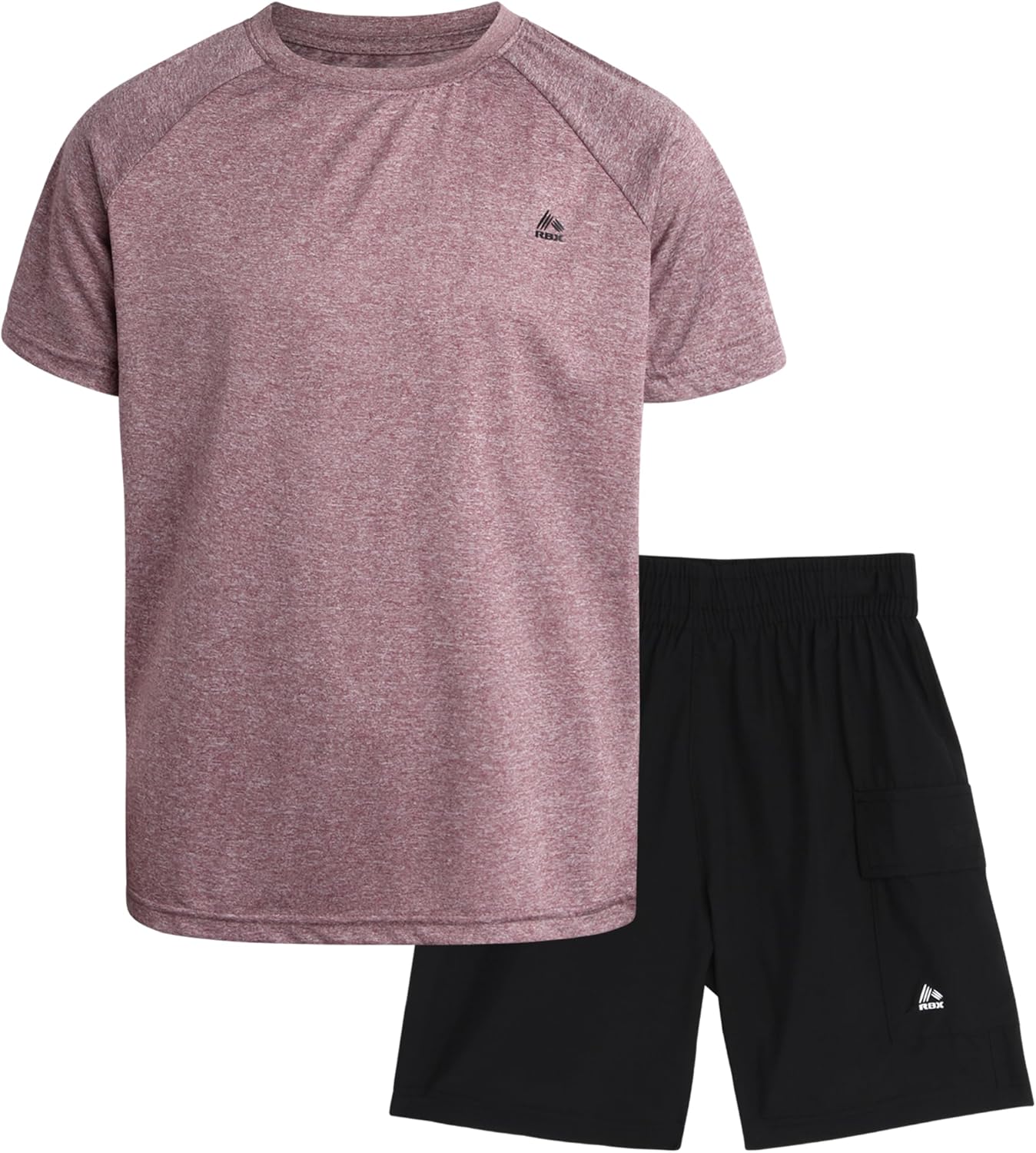 RBX Boys’ Active Shorts Set – 2 Piece Short Sleeve T-Shirt and Woven Hybrid Tech Shorts – Summer Clothing Set for Boys (4-12)