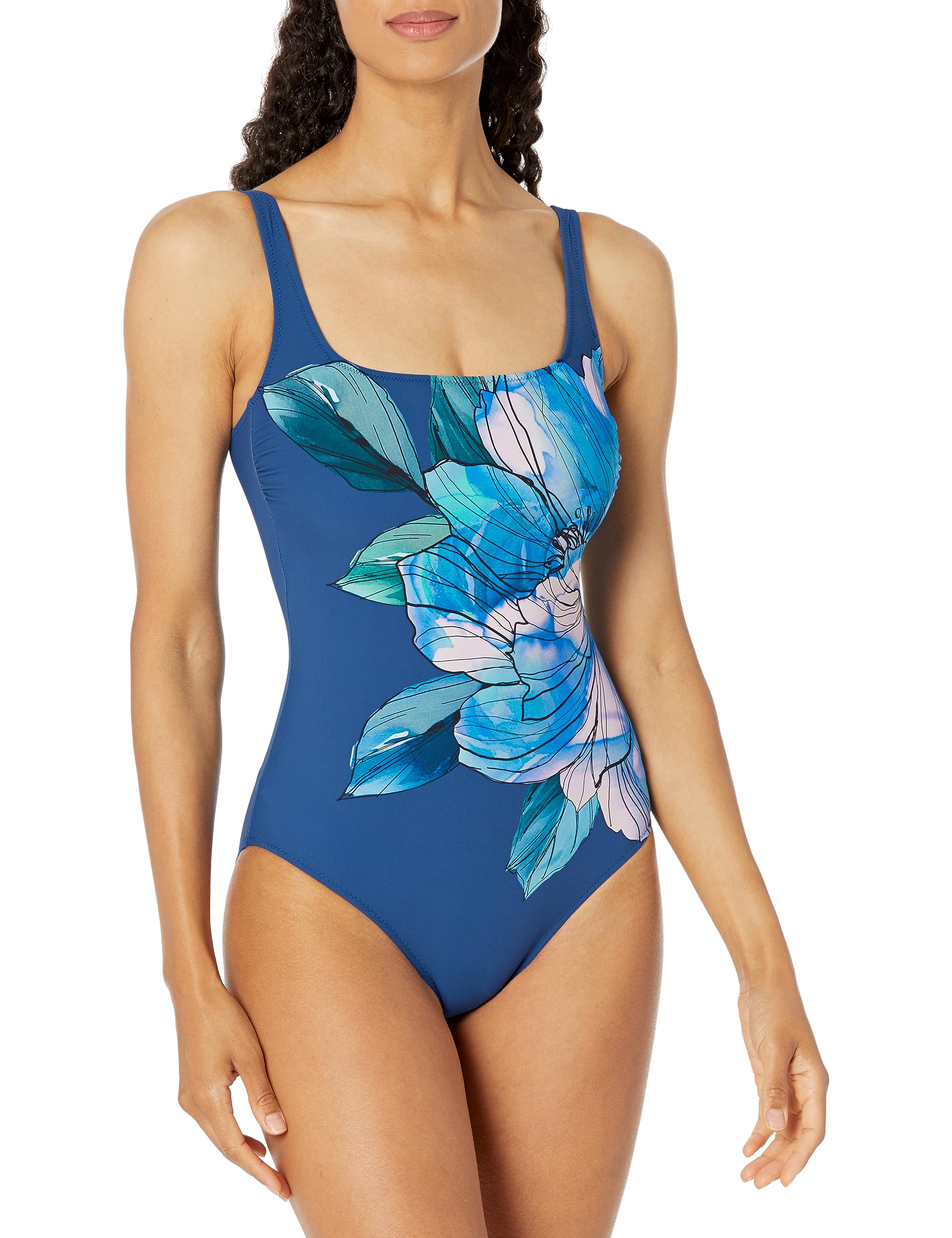 Gottex Women's Wild Flower Square Neck One Piece Swimsuit
