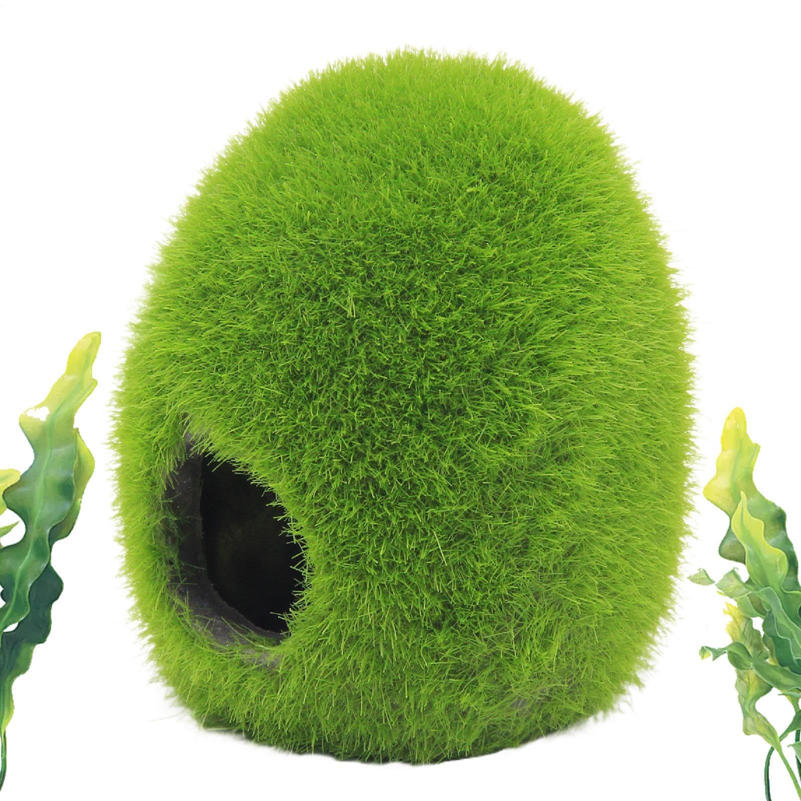 Fish House - Moss Ball Habitat Terrarium Decor - Shrimp Cave Fish Tank Decorations,for Feeding Play Resting Shrimp Betta Catfish Gecko Clown Crab Dwarf