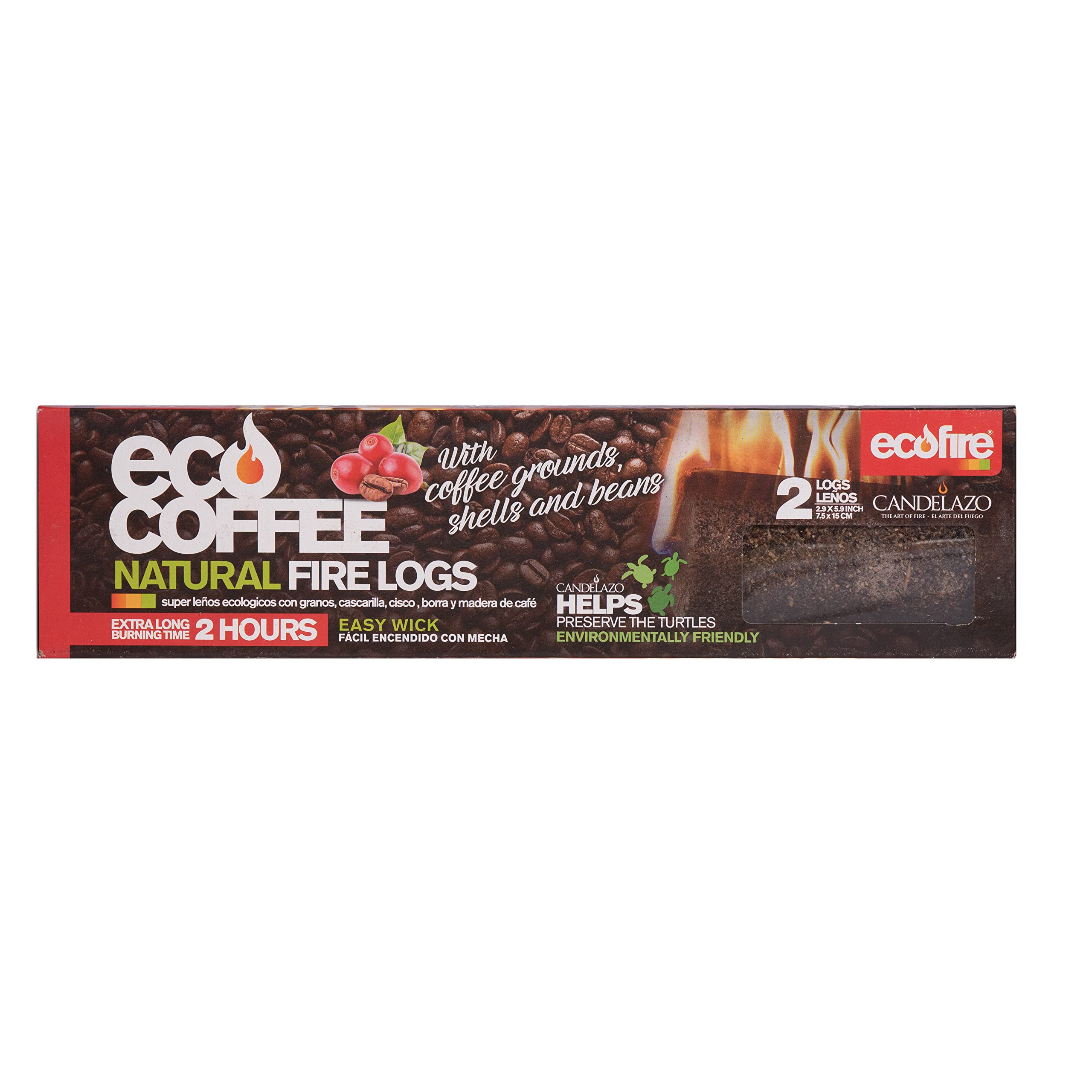 Coffee Firelog Box with 2 Logs, 40.21 Oz (Pack of 2)