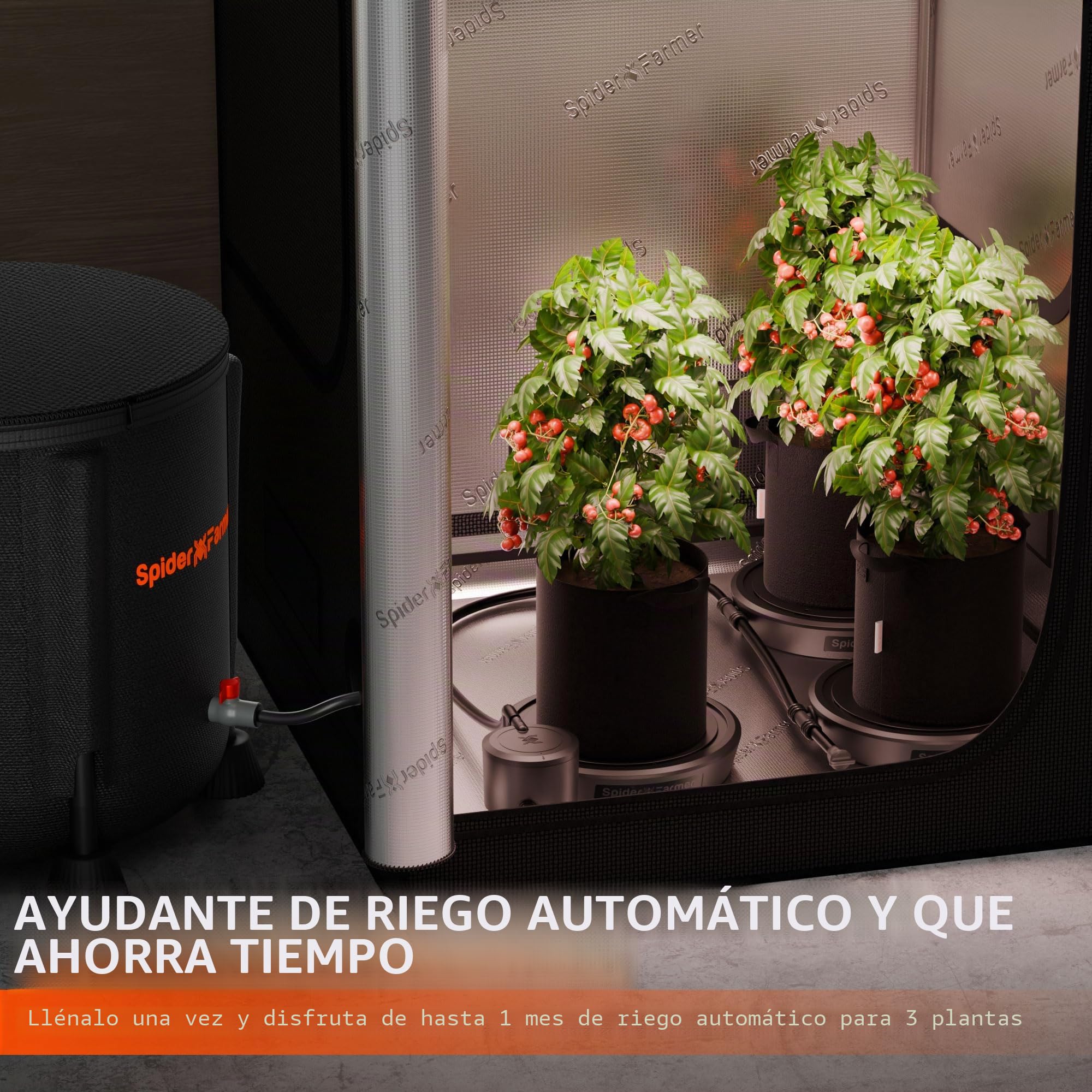 Spider Farmer Juego de 3 sistemas de riego automático, sin electricidad, con depósito de agua de 50 l, base de maceta de tela con riego por mecha para tienda de cultivo en interiores