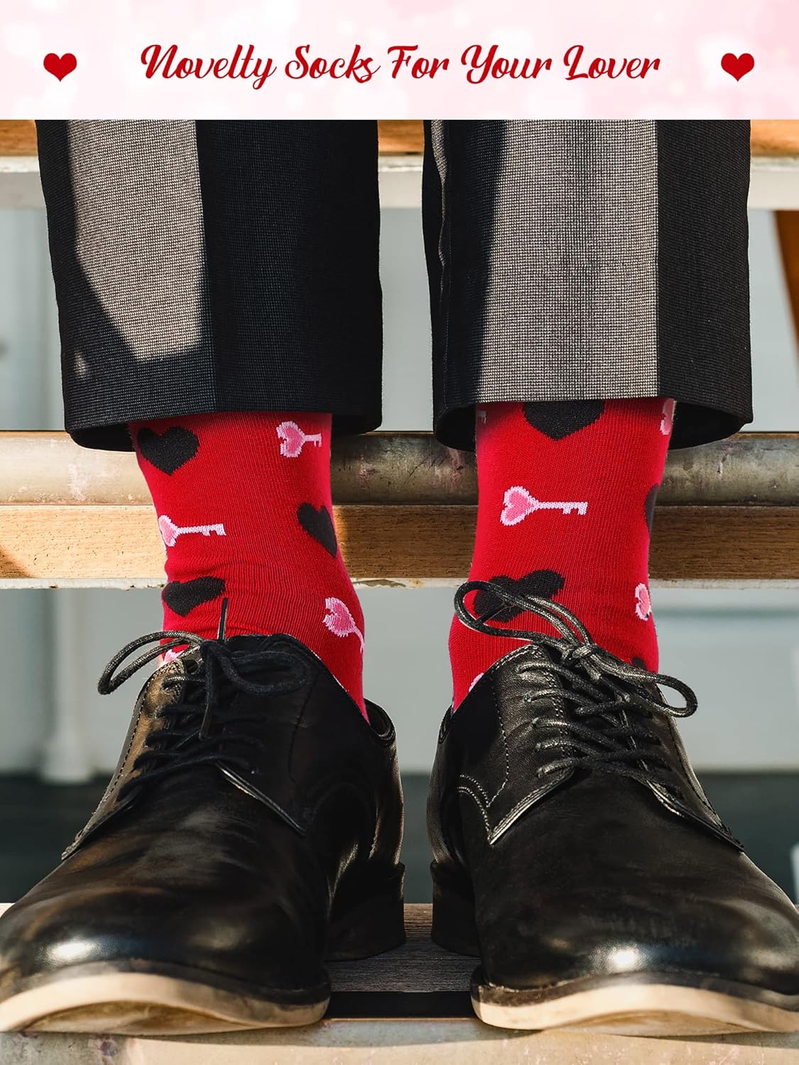 Berlune 6 Pairs Valentine‘S Day Socks for Men Heart Crew Socks Novelty Fun Cotton Love Valentine Gift for Boyfriend Husband - Image 5
