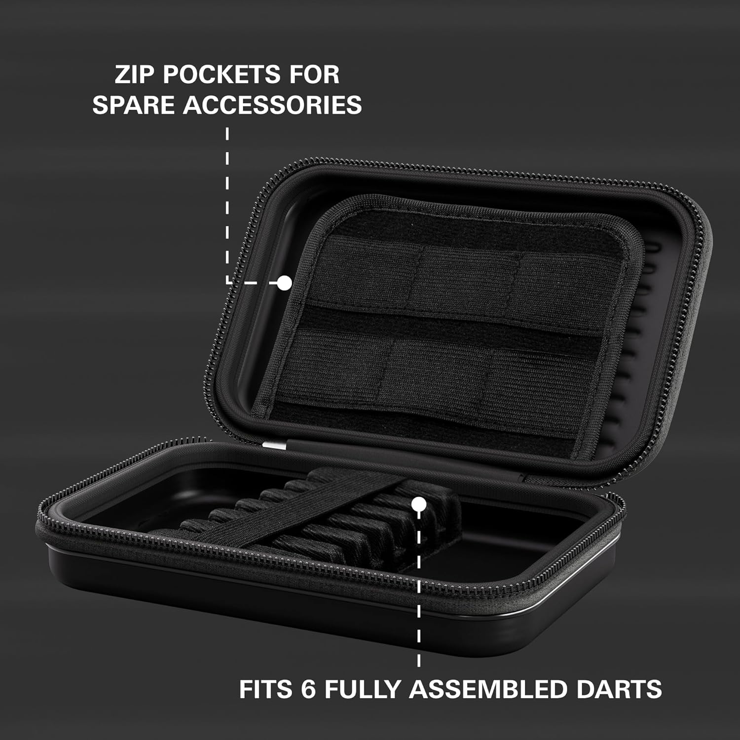 Target Darts Takoma XL Darts Wallet Case, Black – Holds 6 Darts, Protective EVA Holder with Double Zip Lock Pouches – Professional Dart Accessories