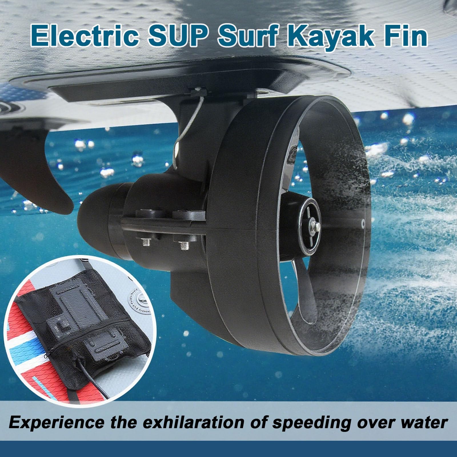 Motore Elettrico per Spinta A Pinna per SUP, per SUP Surf Kayak, Propulsore per Tavola da Surf, con Telecomando, per Avanzamento O Arresto, 3-5 km/H, Autonomia Massima 2 Ore 288W