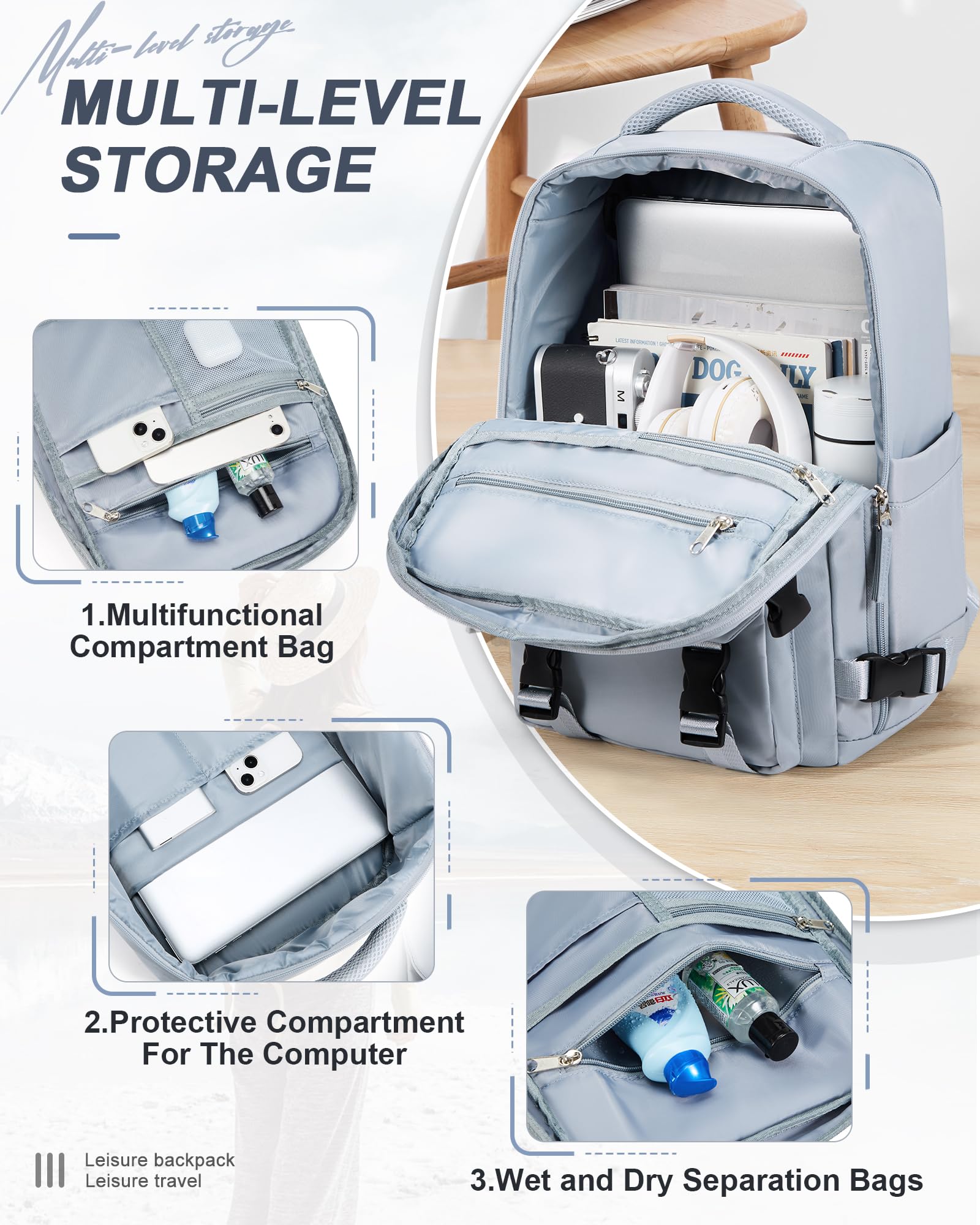 BJLFS Borse da Cabina per Ryanair 40x20x25 Bagaglio a Mano Zaino Borsa Zaino da Viaggio, Zaino da trekking,Zaino Easyjet 45x36x20,Zaino Casual per laptop da 14 pollici per scuola