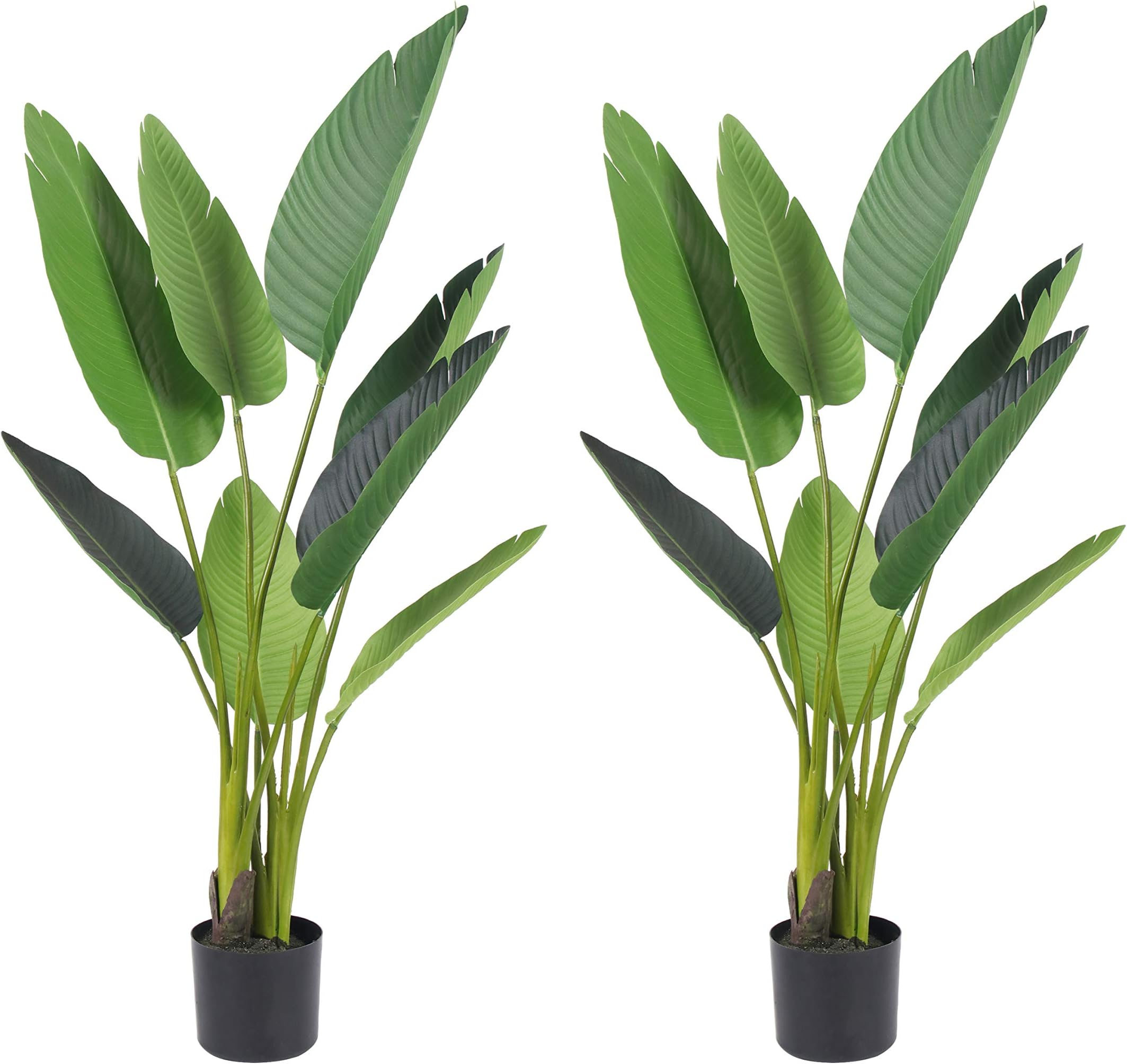 3.6 Ft Artificial Banana Trees plant Set of 2 fake palm tree for Front Porch, indoor Walkway, Entryway Decorating (Type 4)