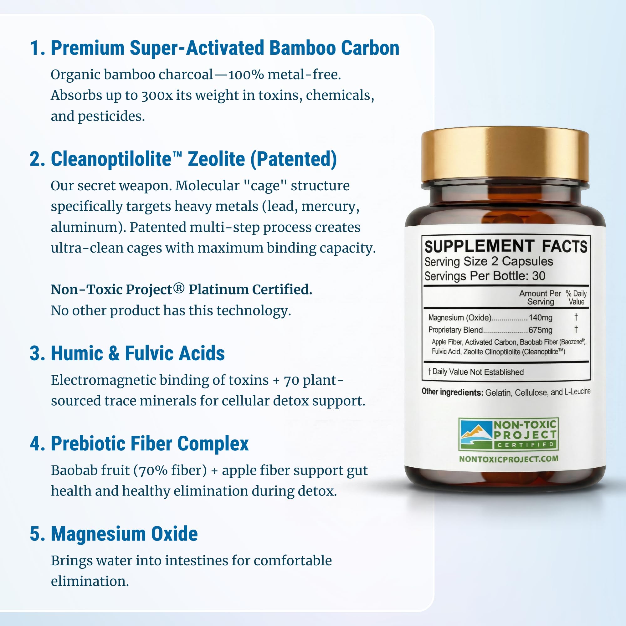 Gut Detox & Liver Cleanse - Organic Activated Charcoal Capsules with Clinoptilolite Zeolite Binder - TrueCarbonCleanse™ Carbon Supplement - 60 Bamboo Charcoal Pills - Vegan, Non-Toxic, Gluten Free — Amazon image 3