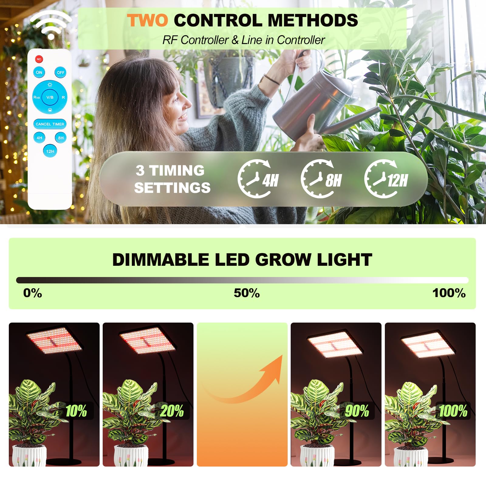 MICCYE Lampe de Plante avec Base 286 LEDs Spectre Complet UV-IR 25W