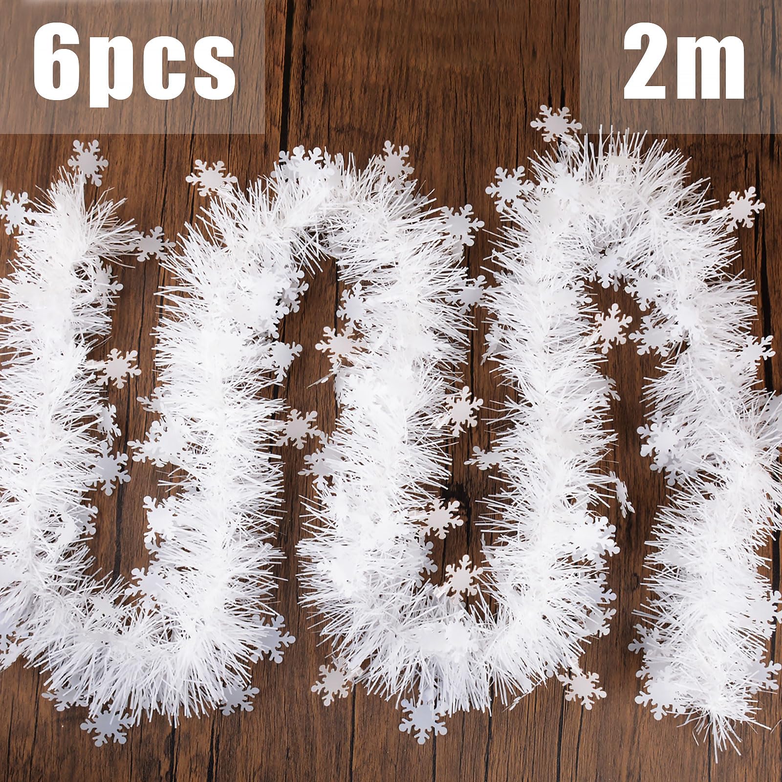 2er Pack Weihnachtsgirlanden Mit Schneeflocken – Je 2m, Grün Mit Rotem Band, Für Türen & Fenster