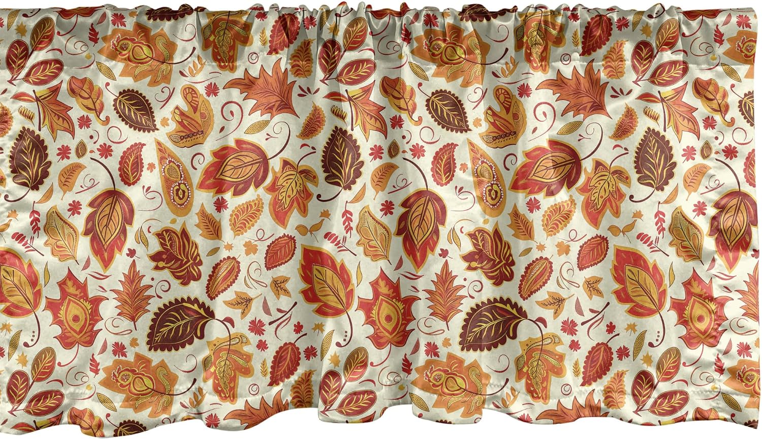 Lunarable Coffee Window Valance, Doodle Style Cups and Beans Curves and Swirls Pattern on Abstract Background, Curtain Valance for Kitchen Bedroom Decor with Rod Pocket, 54" X 12", Dark Brown