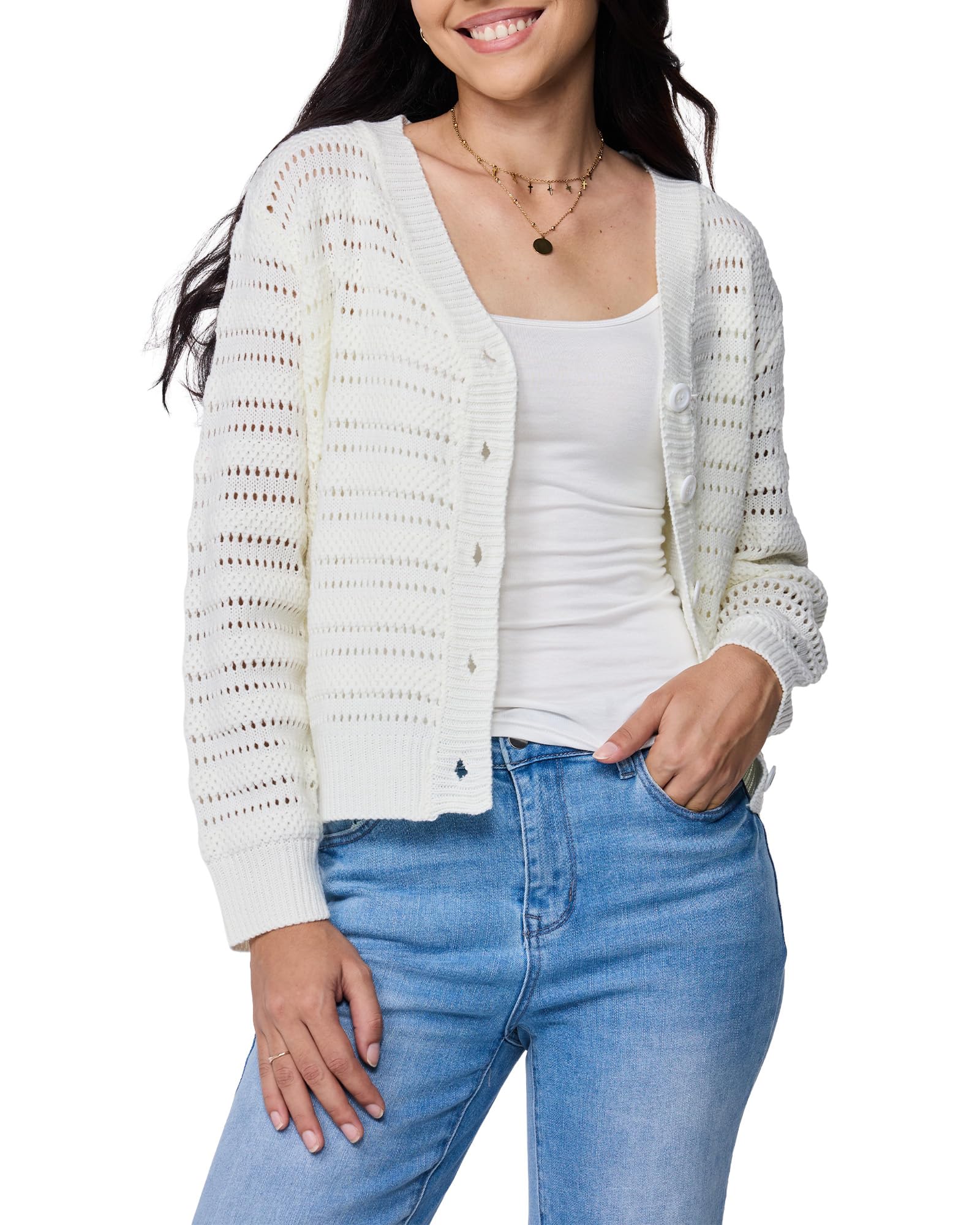 Womens Knit Cardigan Sweater Casual Long Sleeve Open Front Button Down Casual Cozy Fall Outfit