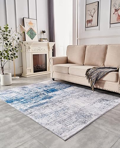 Miniatura 7 de Alfombra de área  Decoración para el hogar y la habitación  Lavable a máquina  Diseño abstracto Betty  Gris y turquesa