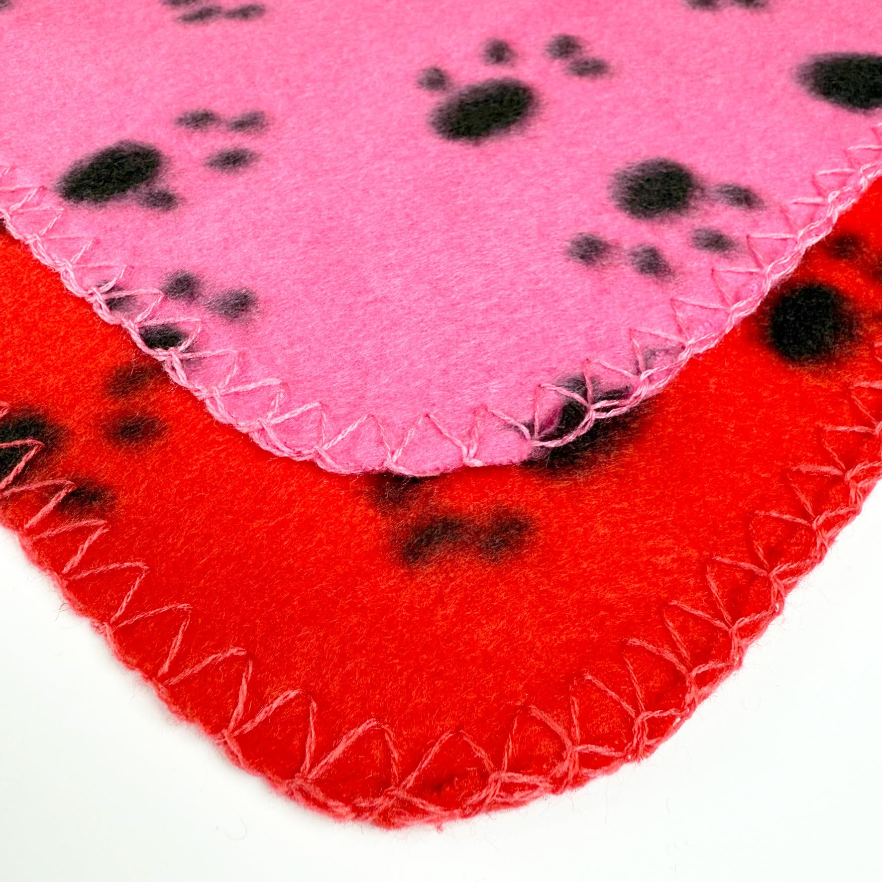TBK Pets Double-Sided Fleece Pet Blanket, Soft Snuggle Blanket for Dogs and Cats Machine Washable (2 Pink, Red, 28x24/70x60cm) - Image 3