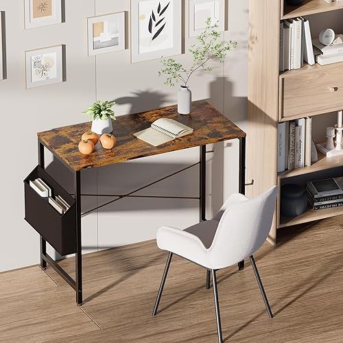 Miniatura 2 de Pamray Escritorio de computadora de 32 pulgadas para espacios pequeños con bolsa de almacenamiento, escritorio de trabajo de oficina en casa con