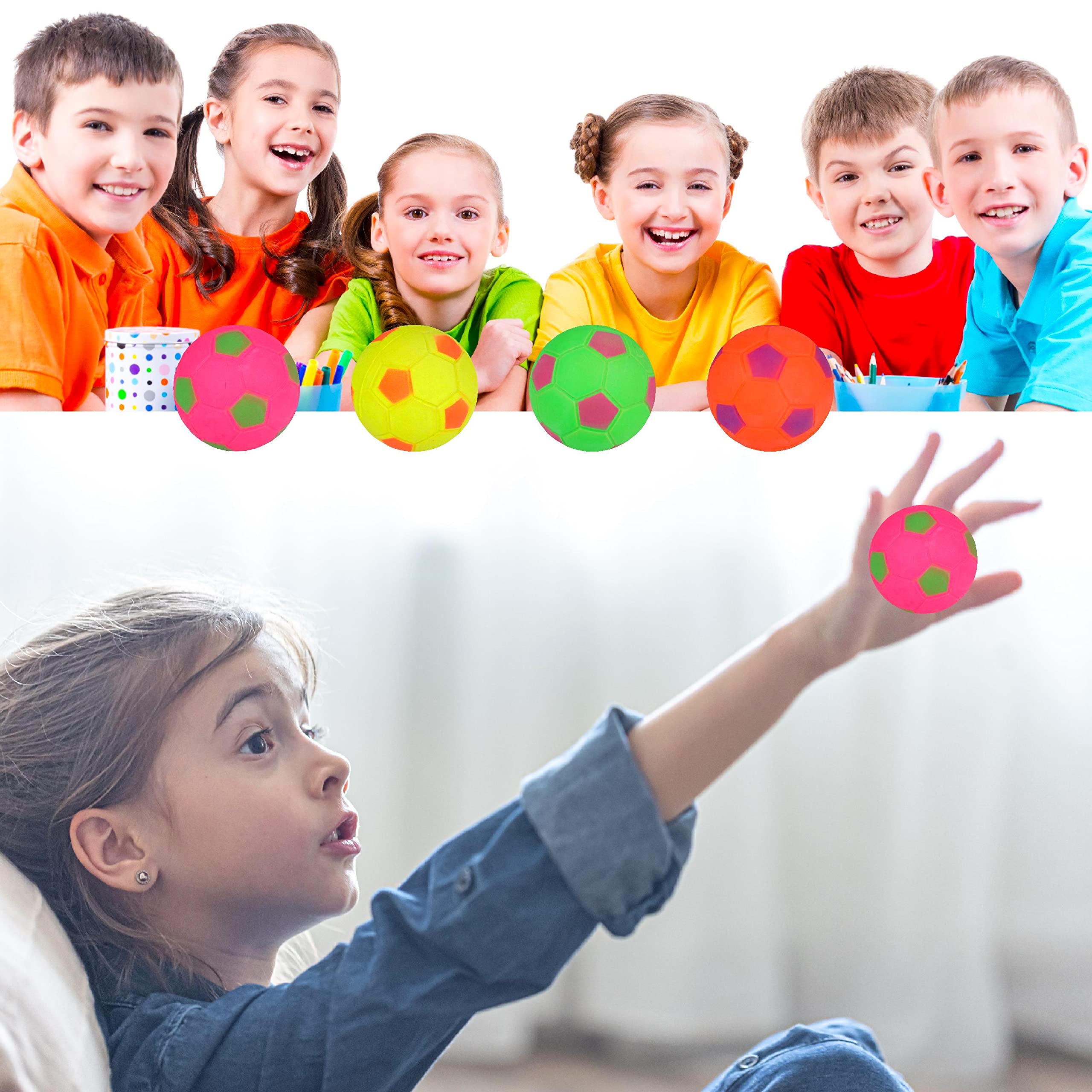 PartyPack 4 Super Palline Rimbalzanti Giganti, 6,2 Cm, Fluorescenti, Rimbalzano Fino A 3 Metri, Per Bambini E Giochi Estivi