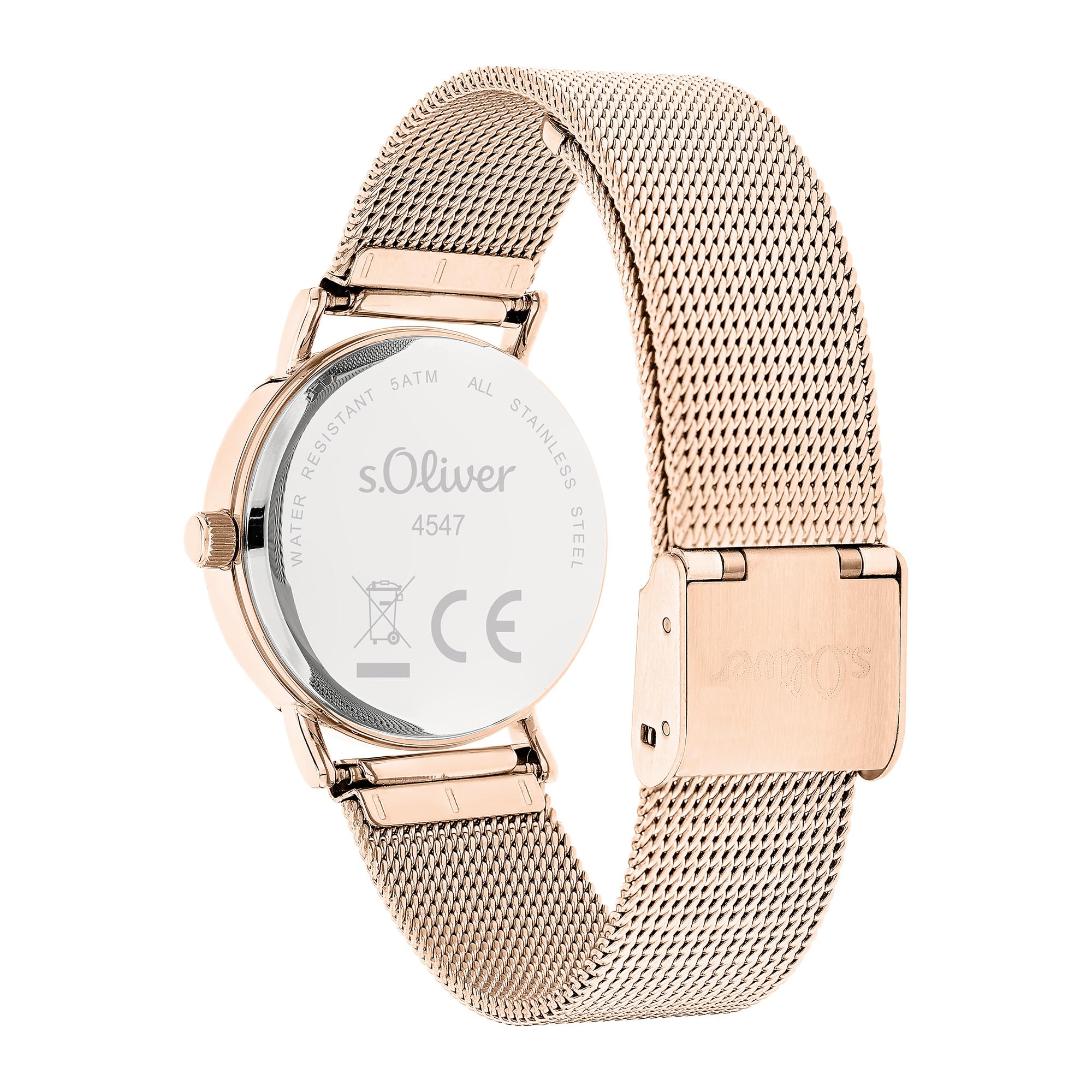s.Oliver Damenuhr aus Edelstahl mit Meshband - Small 32 mm - Zeitlose, alltagstaugliche, analoge Armbanduhr mit Quarzwerk - hoher 5 ATM wasserdicht - Kratzunempfindliches Mineralglas