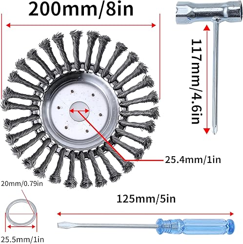 Miniatura 2 de Cortador de cepillo de alambre de acero giratorio de 8 pulgadas, cortador de cuchillas de malezas con kit de adaptador compatible con Stihl,