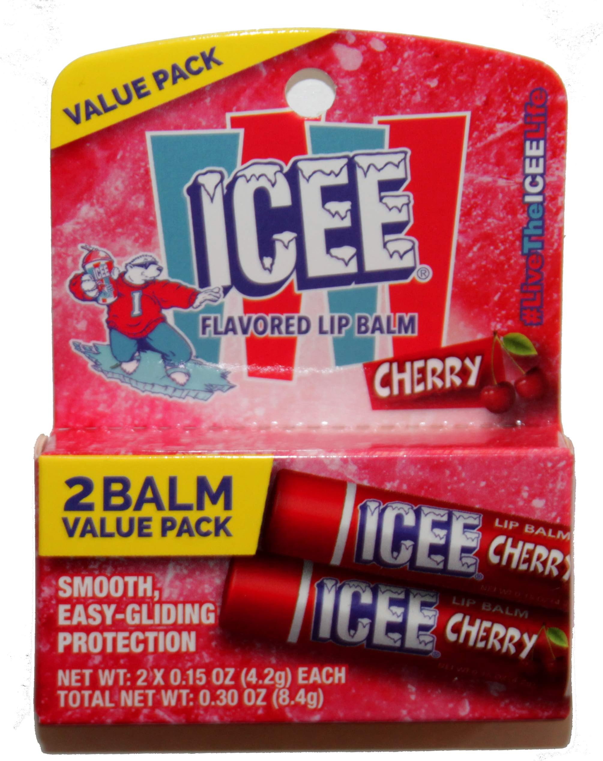 (1) Pack ICEE Cherry Flavored Lip Balm Sticks - 2 Sticks per Pack - Net Wt. 0.30 oz / 8.4 g Net Wt. 0.07 oz