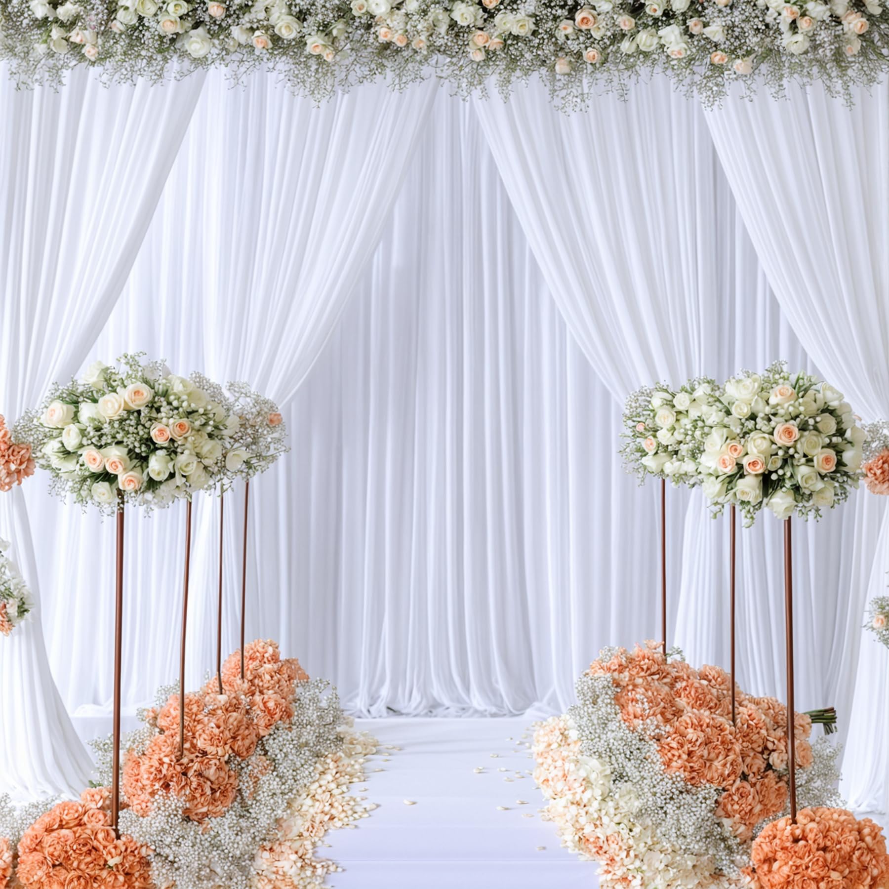 HB HBB MAGICWhite Backdrop Curtains 20x 10FT Curtains Drapes for Backdrop Birthday Parties Backdrop Curtains Baby Shower Wedding Backdrop Photoshoot White Photo Backdrop 4 Panels 5x10ft