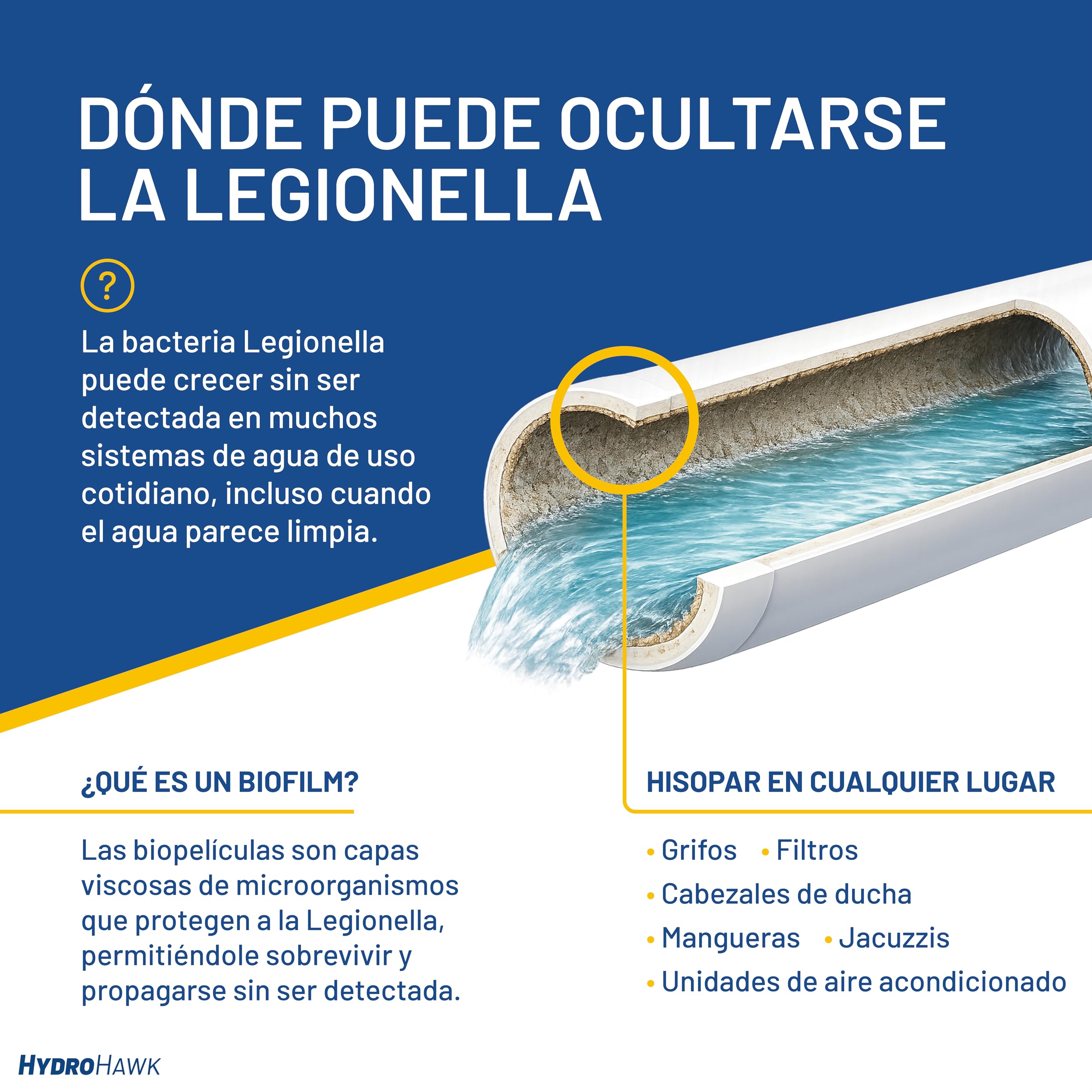 Prueba HydroHawk Legionella – Kit de un solo uso para detectar Legionella pneumophila sg1 en piscinas, duchas, grifos, mangueras, aires acond., jacuzzis – Resultado en 25 min – Hogar y viajes