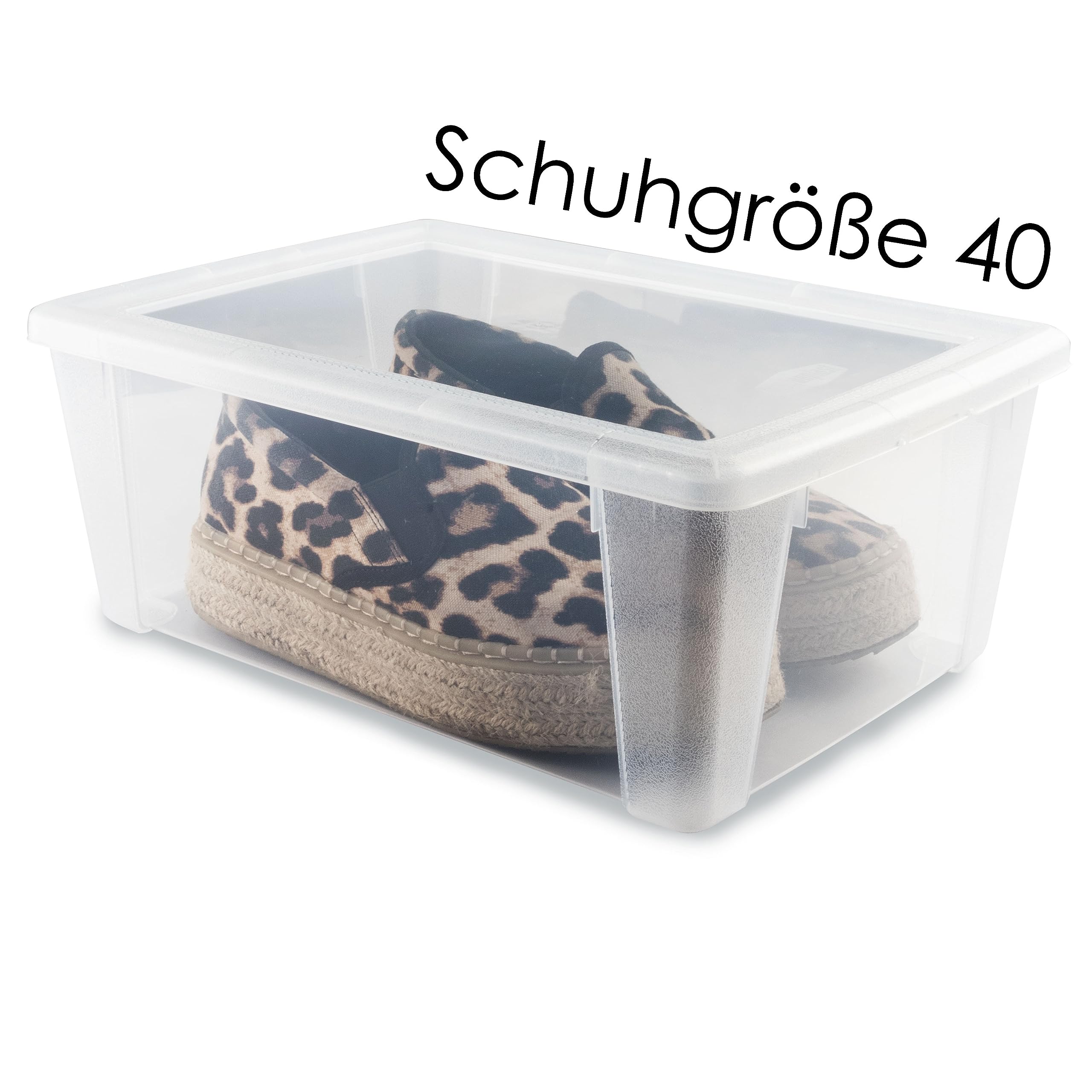 12 x Aufbewahrungsbox mit Deckel 10 Liter 36x25x14 cm - transparent stapelbar LEBENSMITTELECHT - Schuhboxen Shoe Box - Kunststoff Kiste - Plastik Behälter Organizer Büro Haushalt Küche Kinderzimmer