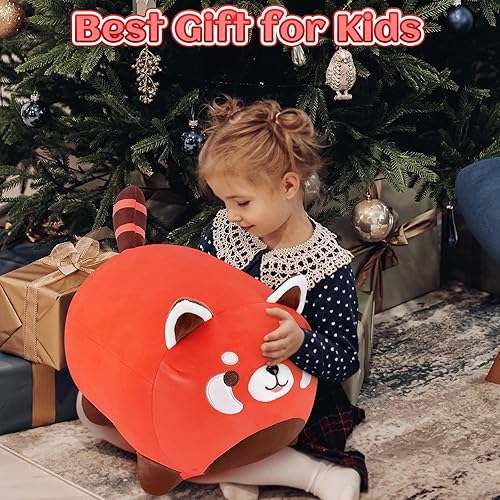 Miniatura 7 de Auspicious beginning Almohadas de peluche de panda rojo, 16 animales de peluche de panda rojo, lindos peluches de anime de panda rojo, almohada de