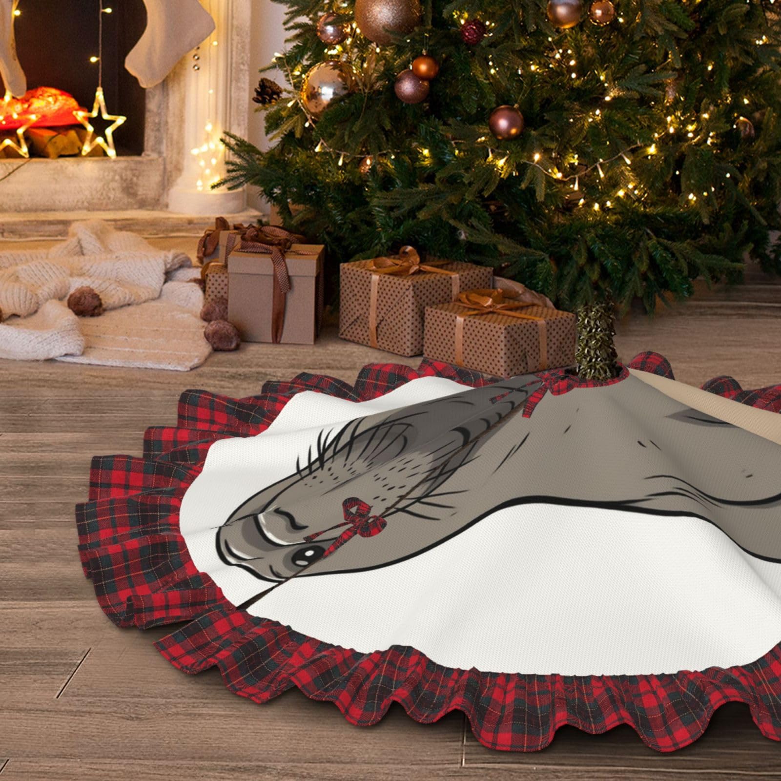 Jupe de sapin de Noël imprimé morse pour salon chaleureux