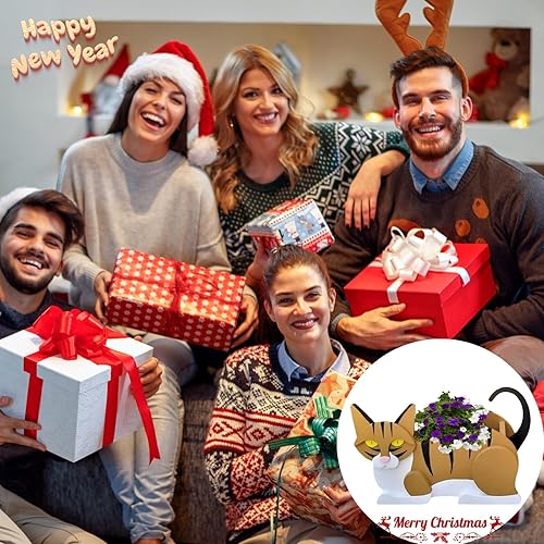 Miniatura 7 de strolfay Macetero de gato naranja y blanco, bonita maceta de jardín para perros, regalos de cumpleaños para mujeres, oficina, decoración de