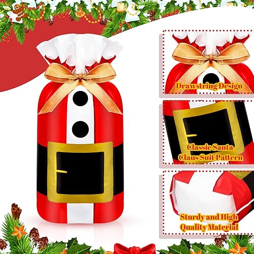 Miniatura 5 de Paterr 200 bolsas de regalos de Navidad, bolsas con cordón de Papá Noel, bolsas de plástico para dulces, bolsas de regalo de Navidad, bolsas de
