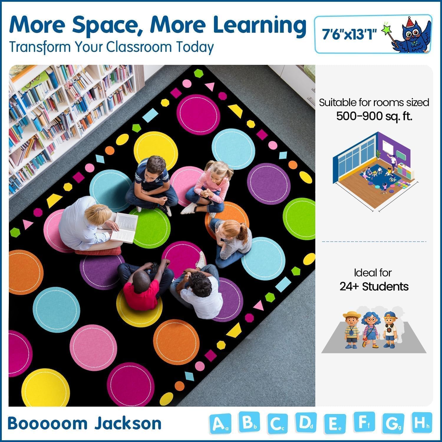 Stain Resistant Non Slip Area Rug For Kids Booooom Jackson Rainbow ...