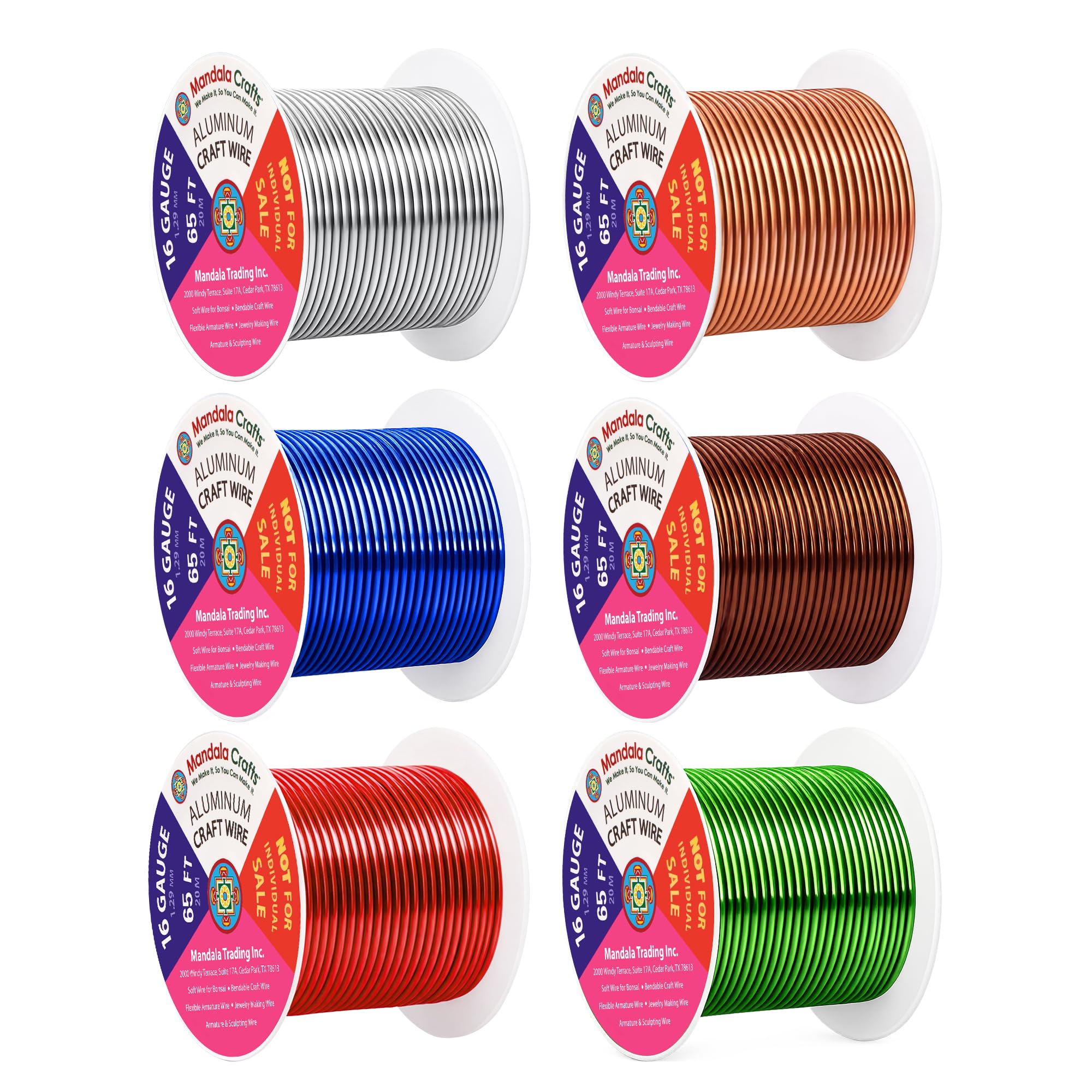 Mandala Crafts 16 GA Green Brown Red Assorted Anodized Aluminum Craft Wire