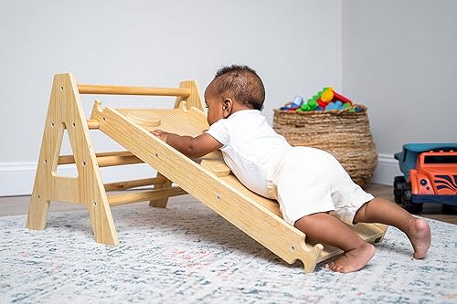 Miniatura 6 de Avenlur Juego de escalada Montessori 5 en 1 de arce - Gimnasio de escalada para bebés - Escalera triangular plegable, rampa de escalada en roca,