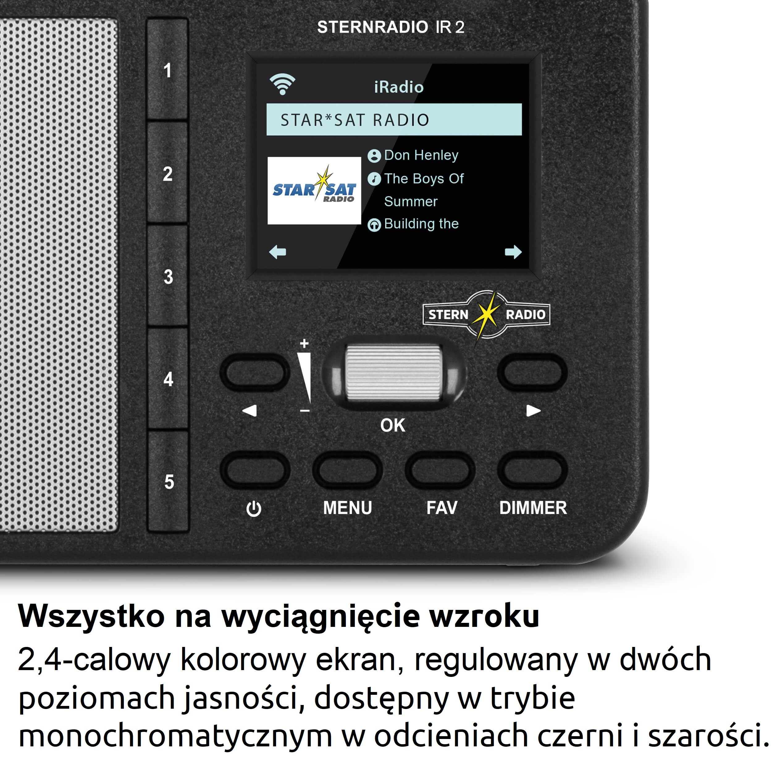 TechniSat Radio gwiazdkowe IR 2 – kompaktowe radio internetowe (WLAN, wymienny akumulator, kolorowy wyświetlacz, zmienne przyciski bezpośredniego wyboru, nadajnik radia do spania, budzik, timer snu