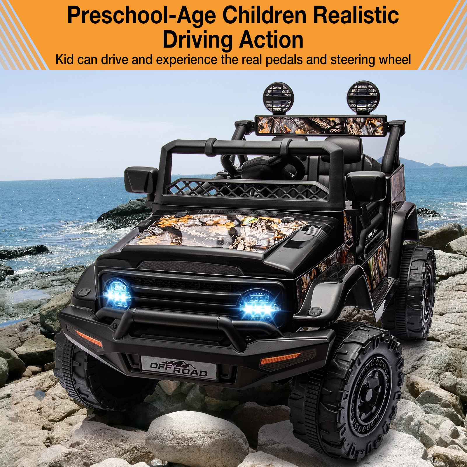 Garvee Macchina Elettrica per Bambini 12V Fuoristrada con Telecomando