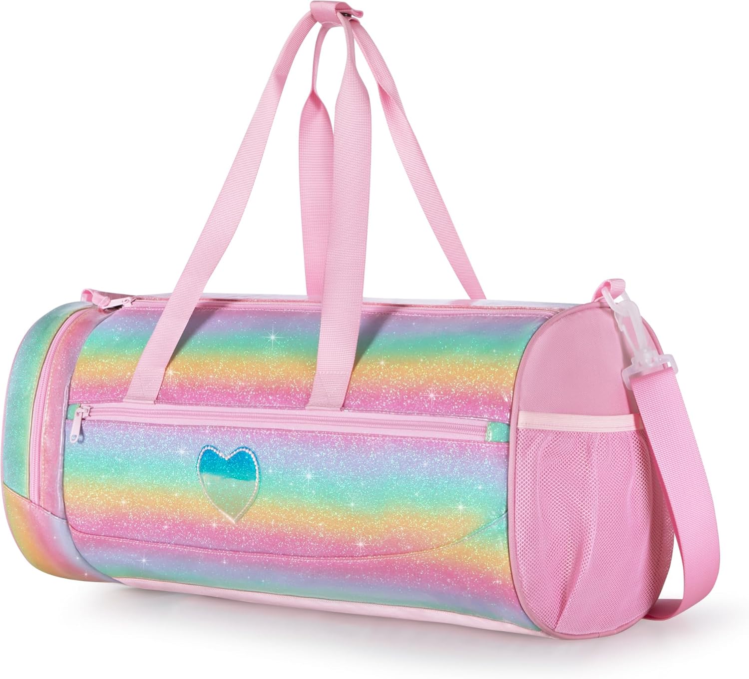 Dance Bag for Girls with Full Open and Shoe Compartment, Ballet Bag with Waterproof Pocket for Dance, Overnight, Weekend,Pink